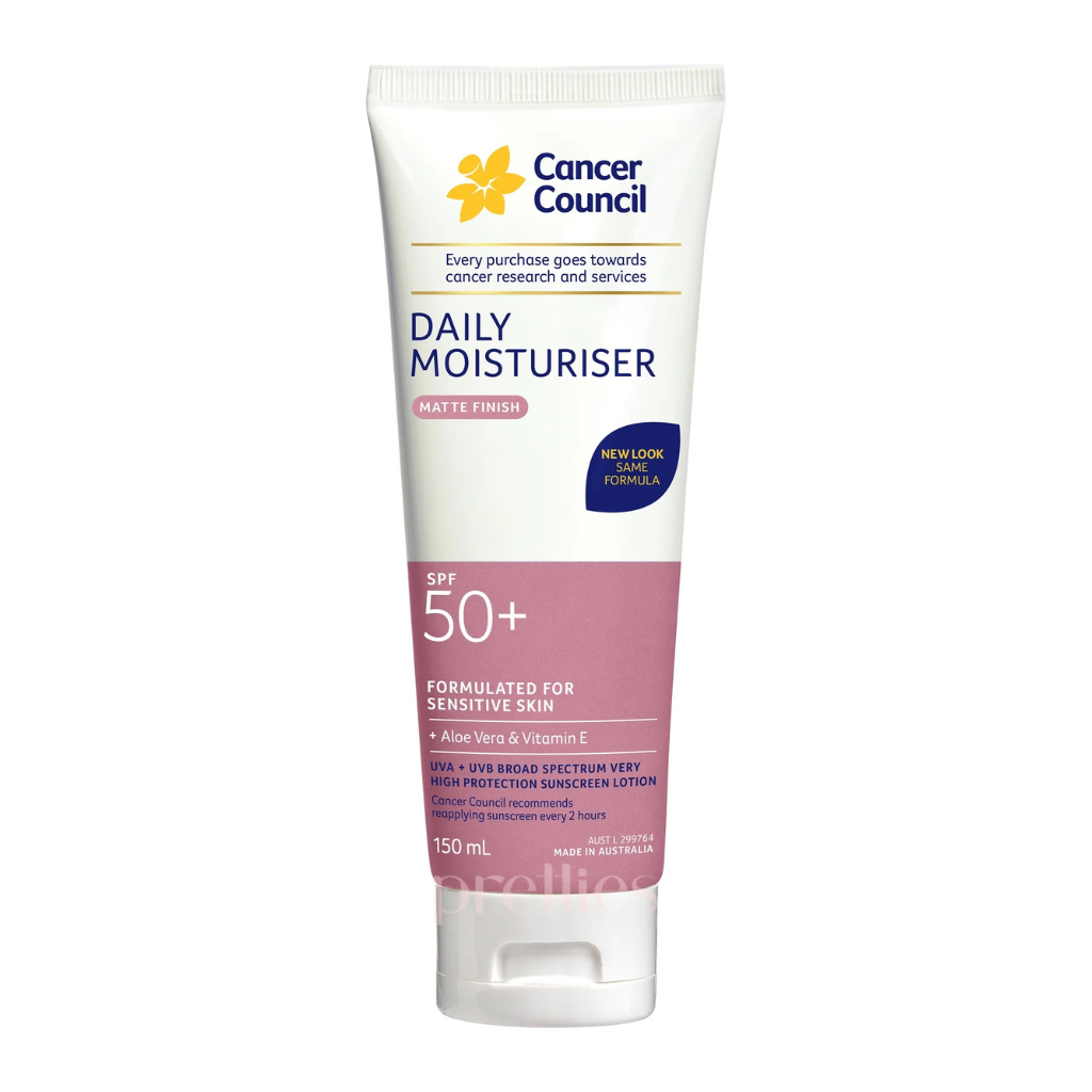 Cancer Council Daily Moisturiser Matte SPF50+ Sunscreen 150ml - Oil-Free Face Moisturizer with Matte Finish for Daily Sun Protection & Acne-Prone Skin | Perfect for Outdoor Activities & Everyday Use