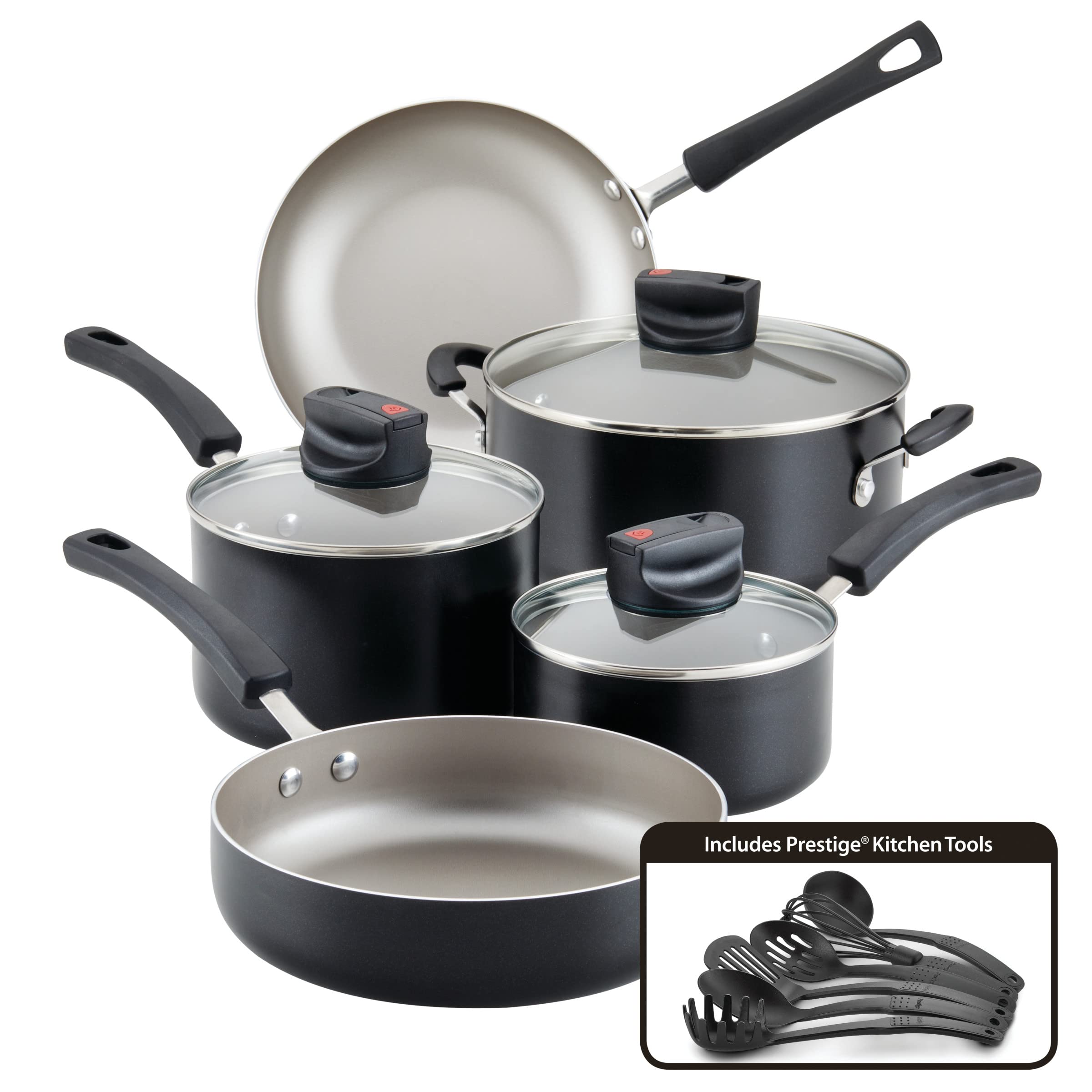 Farberware Smart Control Nonstick Cookware Set - 14-Piece Black Pots and Pans for Induction Cooking | Perfect for Home Kitchen, Restaurant & Professional Chefs