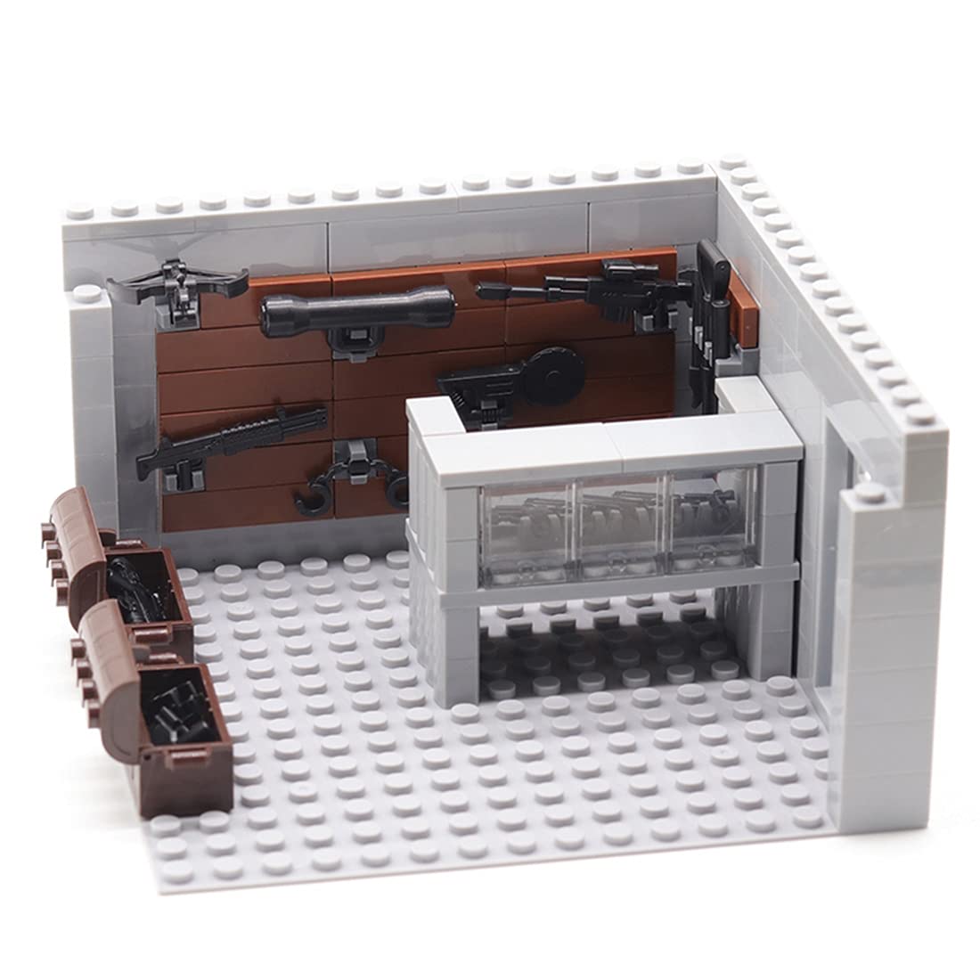 HMAME Military Series Weapon Shop Building Blocks Set - Compatible with Standard Lego Bricks & Minifigures | Army Base Playset for Battle Scenes & War-Themed Collections