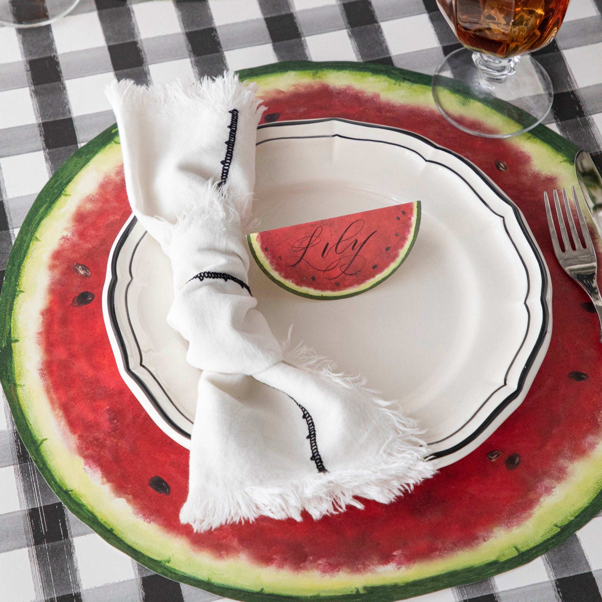 Watermelon-Shaped Non-Slip Placemats for Dining Table - Summer Party Decor, Kitchen Table Setting, Picnic Accessories
