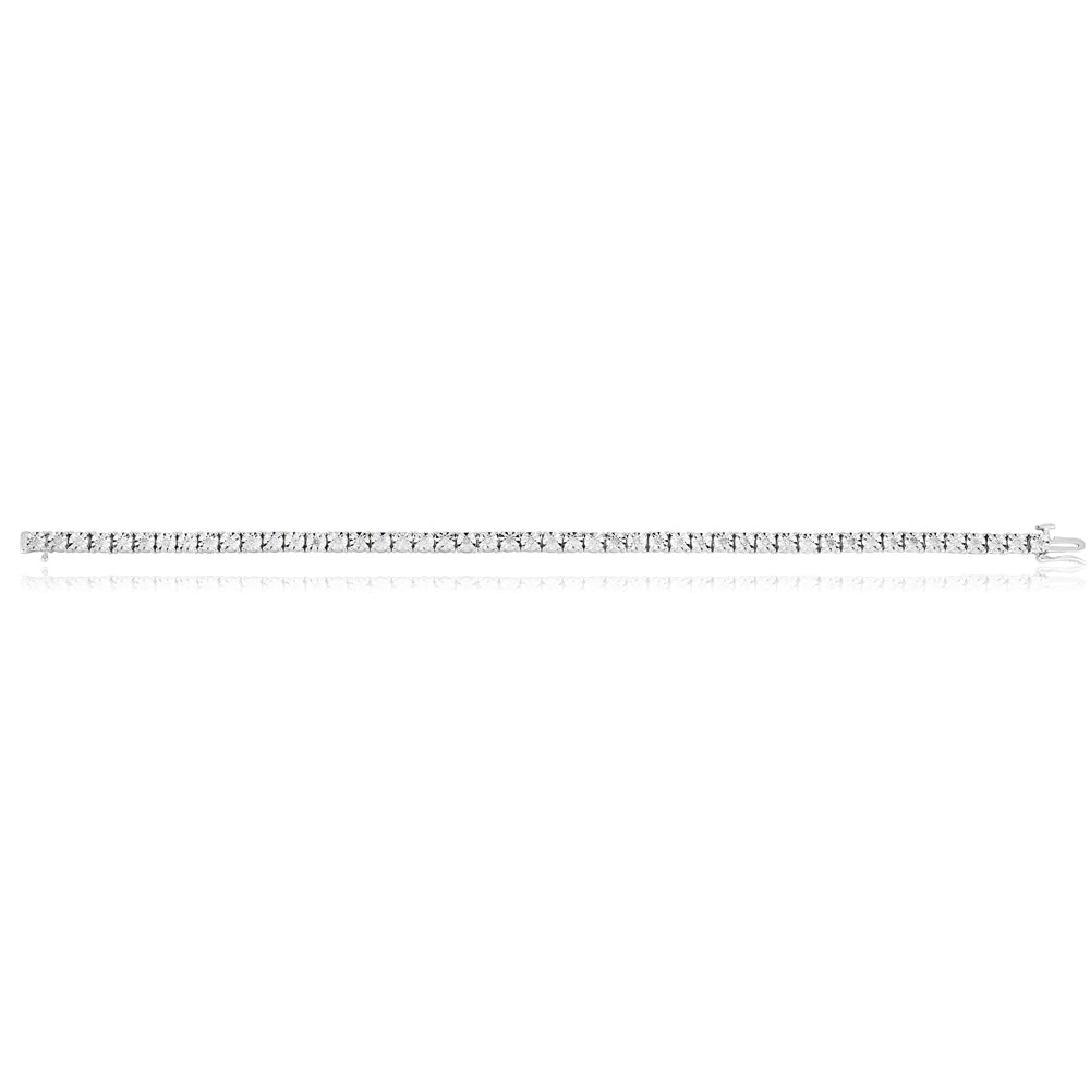 9ct White Gold 1/4 Carat Diamond Tennis Bracelet - 18cm with 48 Brilliant Cut Diamonds | Elegant Jewelry Gift for Women, Perfect for Weddings, Anniversaries & Special Occasions