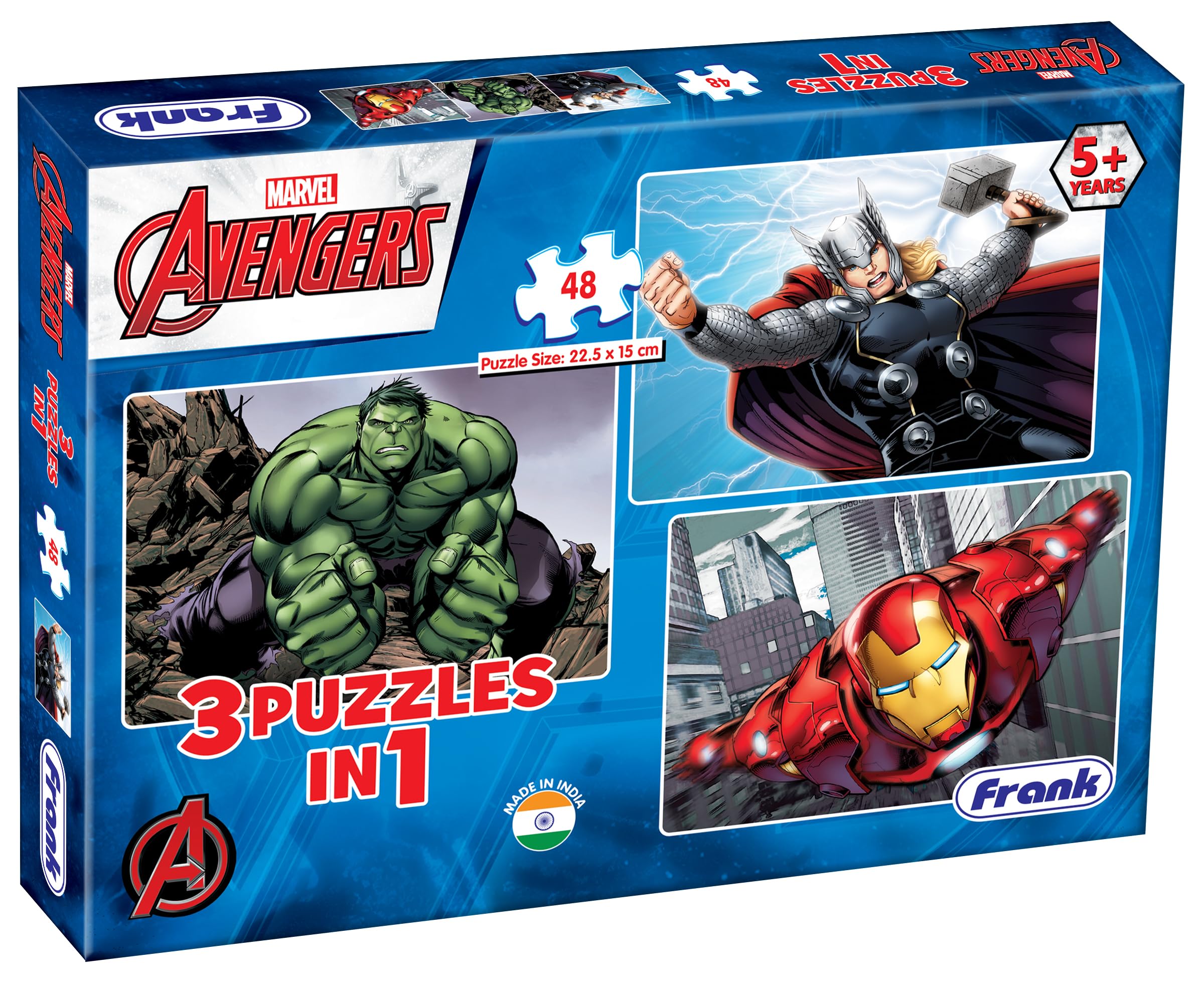 Marvel Avengers 48-Piece 3-in-1 Jigsaw Puzzle Set for Kids Ages 5+ | Fun Educational Brain Game | Superhero Puzzle for Birthday Gifts & Family Game Night (Model 11312)