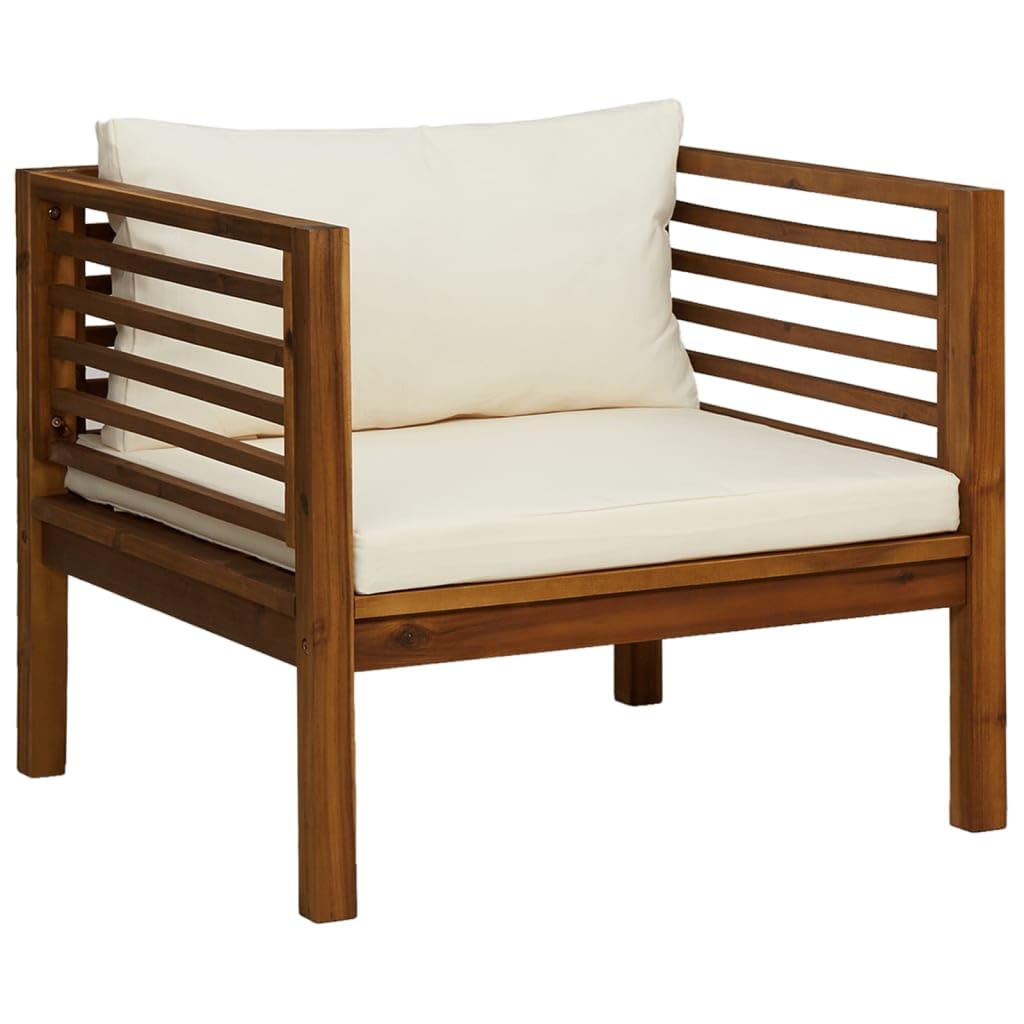 vidaXL Patio Chair with Cushions - Solid Acacia Wood Outdoor Garden Chair with Rope Design - Rustic Style for Lawn, Backyard, Porch & Patio - Perfect for Relaxing, Entertaining & Outdoor Dining