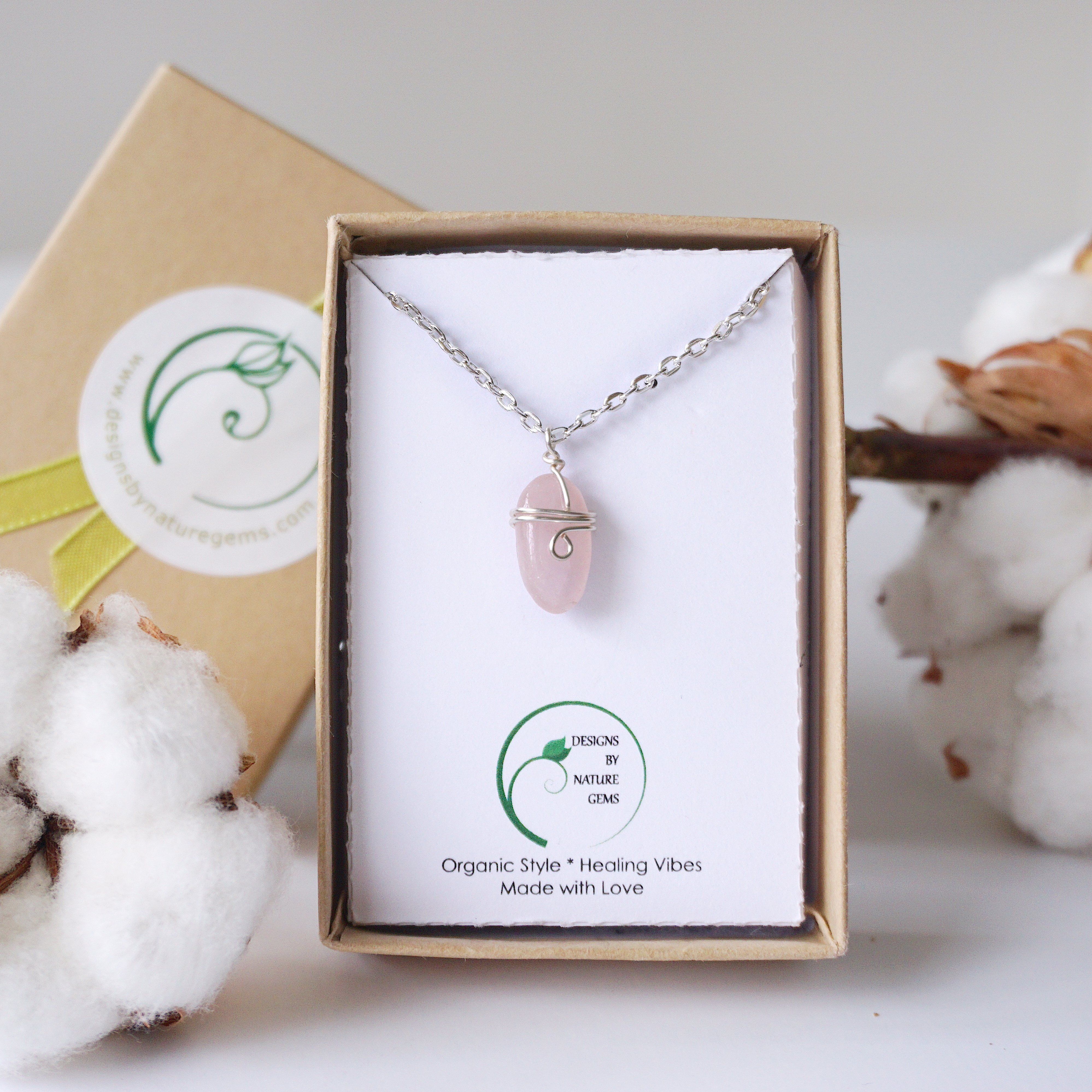 Rose Quartz Necklace for Women - Sterling Silver Plated Healing Crystal Jewelry - Perfect for Meditation, Gifts & Everyday Wear
