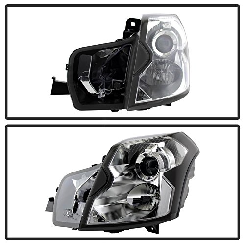 XTUNE CTS Crystal Headlights - Halogen Model Only (Not for Xenon/HID) - Chrome Housing with Clear Lens - Upgrade Your Car's Style & Visibility for Night Driving