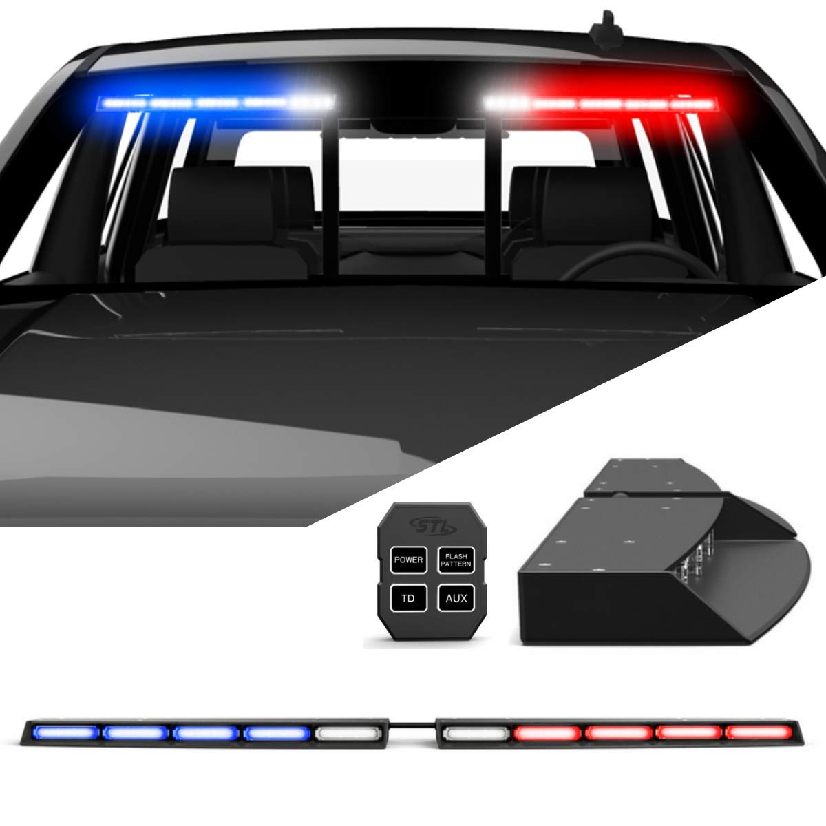 SpeedTech Raptor TIR LED Strobe Light Bar - Red/Blue Emergency Vehicle Lights for Police, Trucks & SUVs with Mounting Bracket & Control Box - Ideal for Off-Road, Emergency Response & Nighttime Visibility