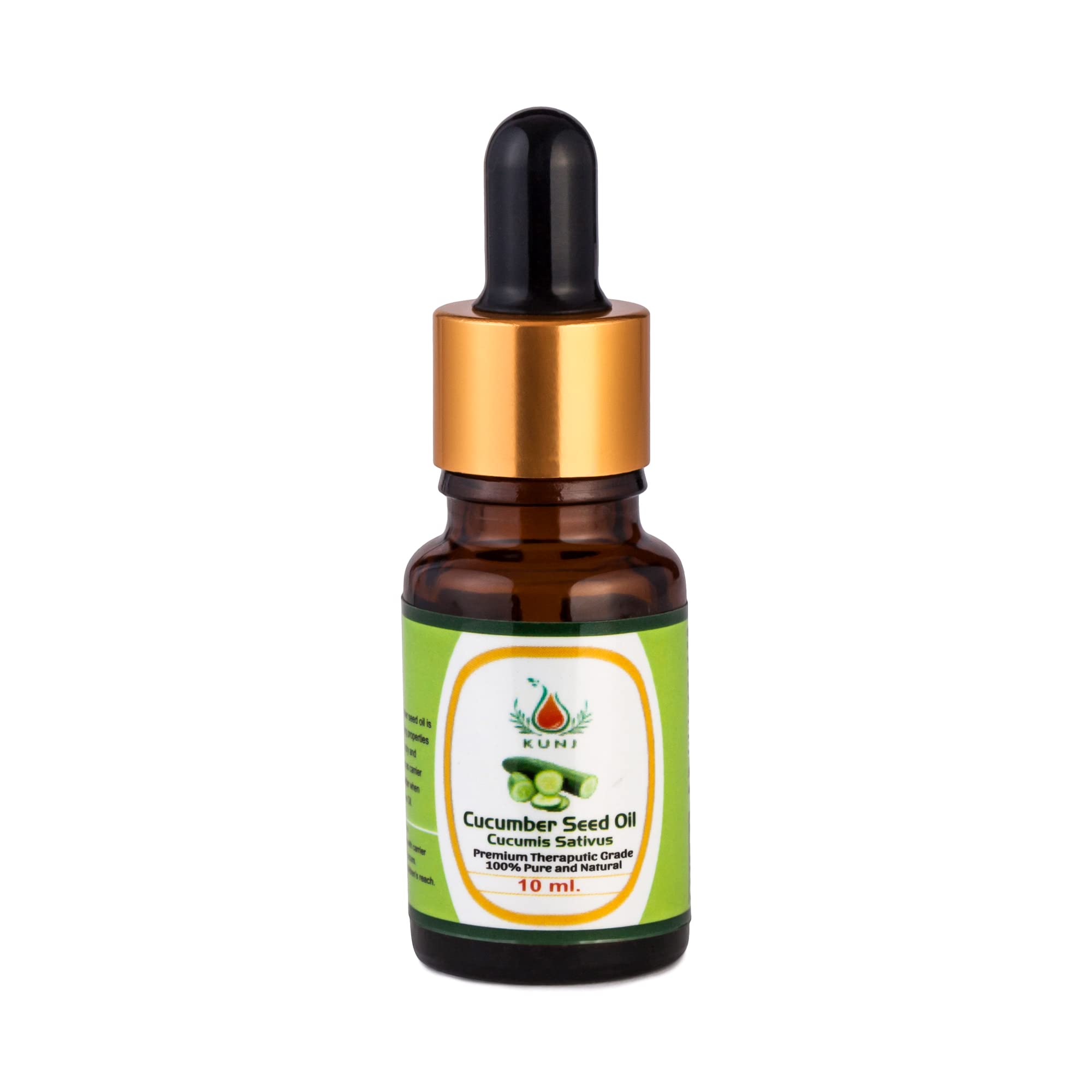 100% Pure & Natural Cucumber Seed Oil (Cucumis sativus) - Cold Pressed, Undiluted, Therapeutic Grade for Skin & Hair Care - 10ml - Perfect for Moisturizing Dry Skin, Reducing Wrinkles & Promoting Hair Growth