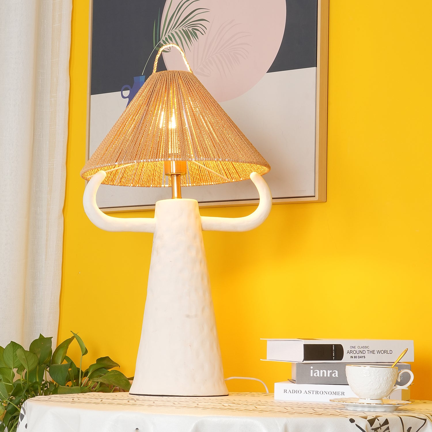 Dona Ceramic Table Lamp - Elegant Handcrafted Night Light for Bedroom, Living Room, and Office Decor - Perfect for Cozy Ambiance and Relaxation
