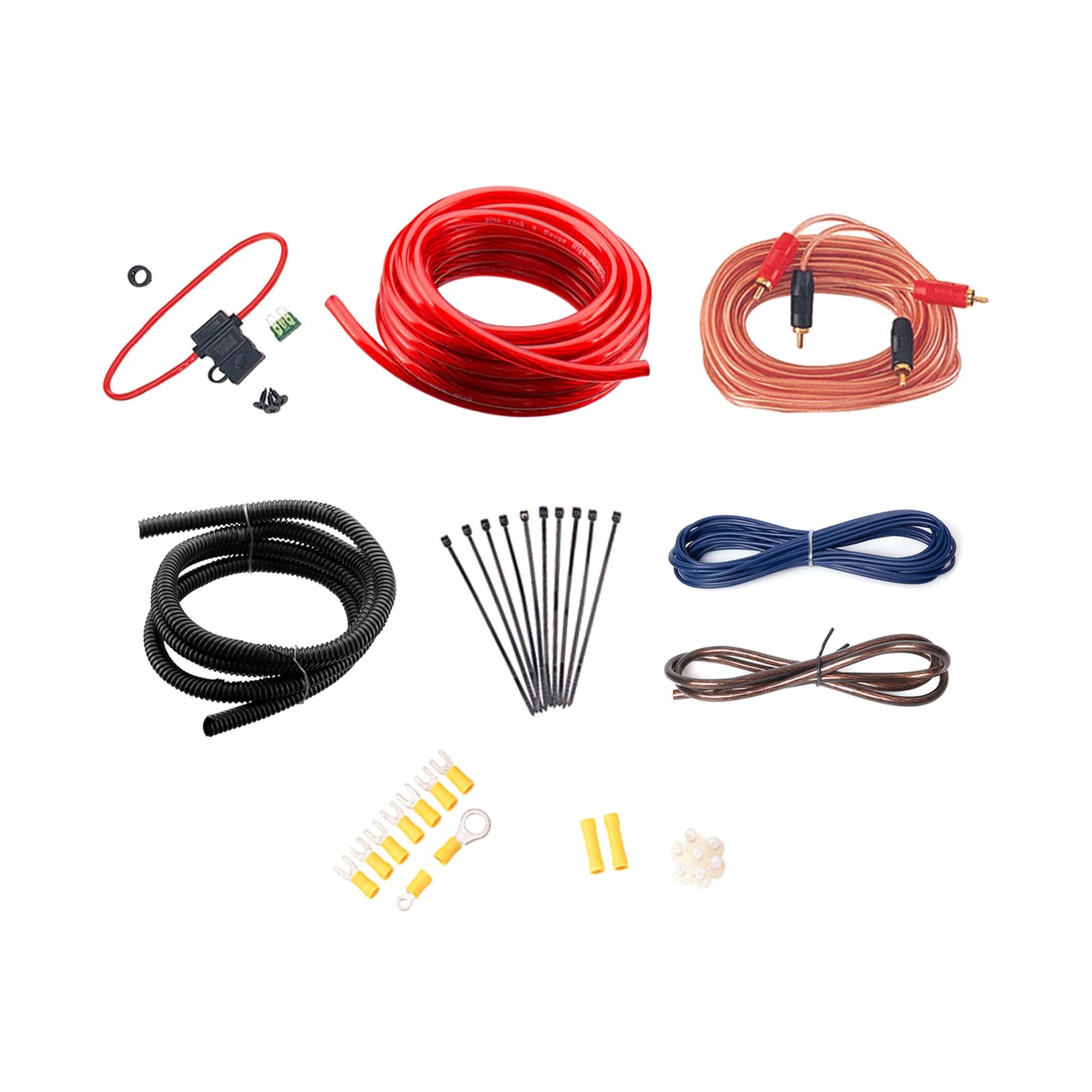 Boss Audio KITZERO 10 Gauge Amplifier Wiring Kit - Complete Car Audio Power & Ground Wire Installation Set for Amplifiers, Subwoofers, and Stereo Systems - Perfect for DIY Car Audio Upgrades & Professional Installations