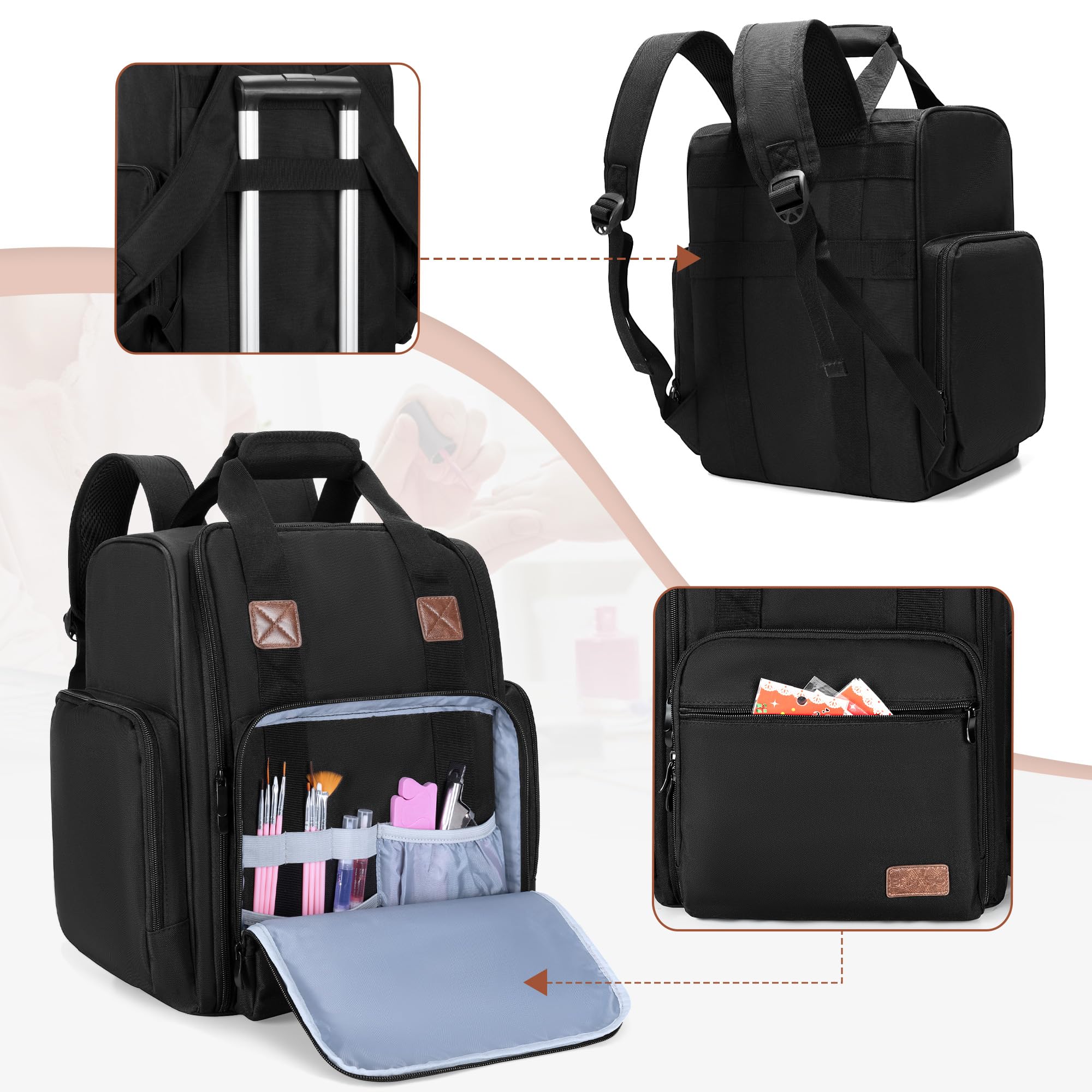 BAFASO Nail Polish Organizer Backpack - Holds 84 Bottles & Nail Lamp for Salon & Travel