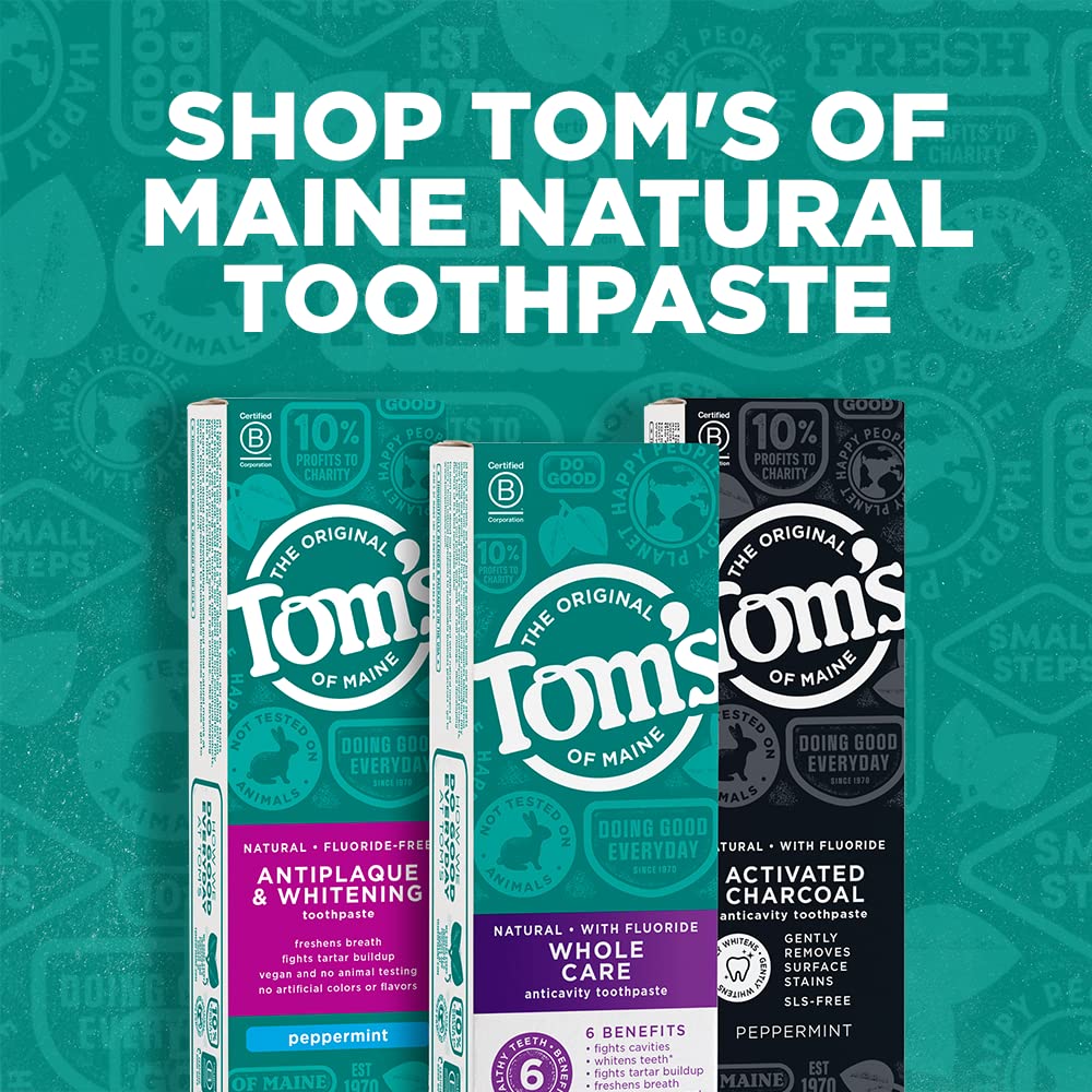 Tom's of Maine Activated Charcoal Whitening Toothpaste with Fluoride, Natural Peppermint Flavor, 4.7 oz (3-Pack) - Deep Stain Removal & Fresh Breath for Daily Oral Care (Packaging May Vary)