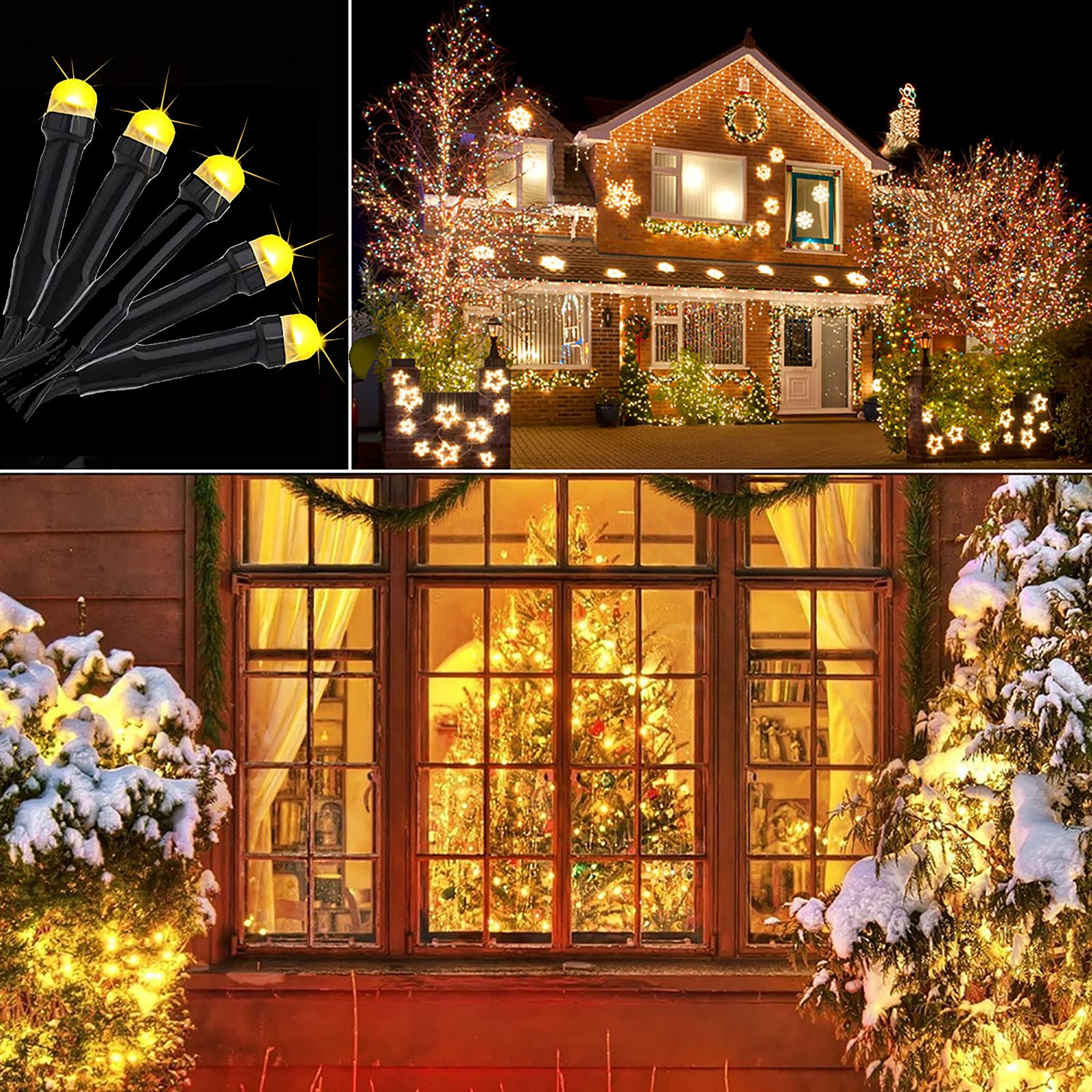 Toodour 121ft 350 LED Solar Christmas Lights - 8 Modes Waterproof Outdoor String Lights for Garden, Patio, Balcony - Warm White Holiday Party Decorations | Perfect for Christmas Decor, Backyard Lighting & Festive Events