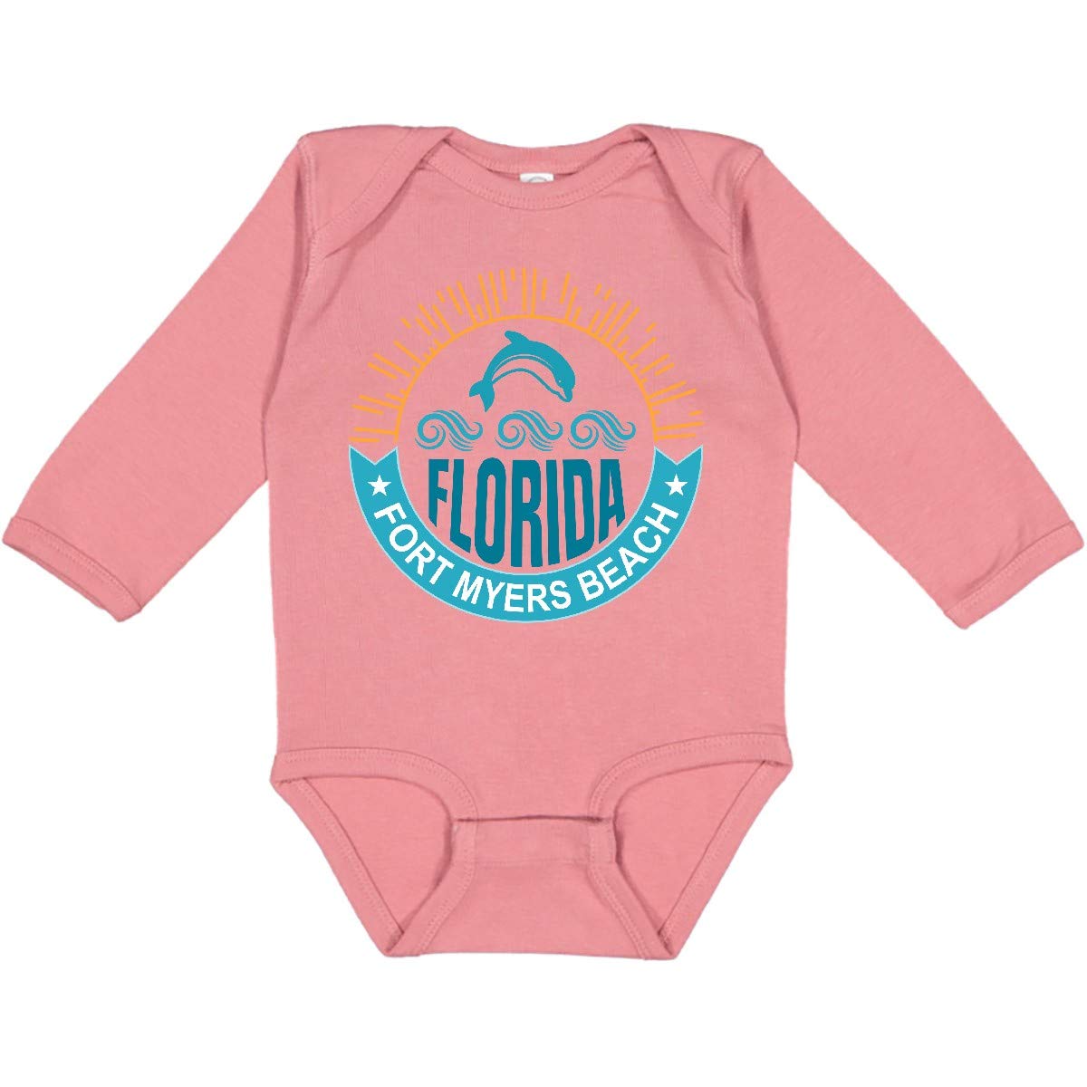 Inktastic Fort Myers Beach Florida Vacation Long Sleeve Baby Bodysuit - Soft Cotton Creeper for Boys & Girls - Perfect Beach Trip Outfit & Family Vacation Souvenir