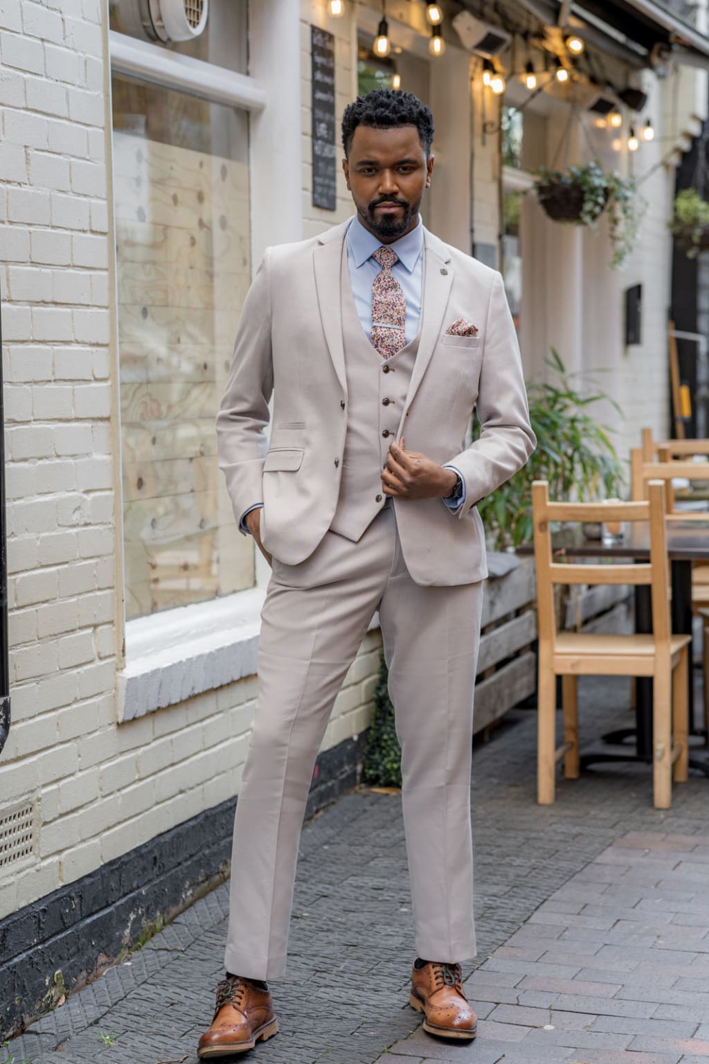 Marc Darcy HM5 Stone 3 Piece Suit for Men - Premium Business Formal Wear | Perfect for Weddings, Office Meetings & Special Occasions