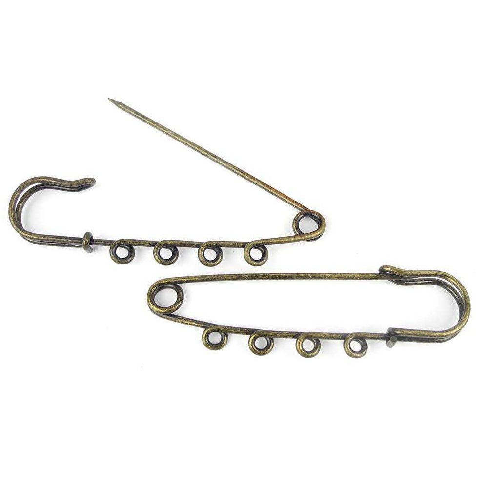 200PCS Antique Bronze Tone 4-Hole Safety Pin Charms for Jewelry Making, DIY Crafts, Beading - Fashion Findings for Brooches, Bracelets & Necklace Designs (Perfect for Scrapbooking, Costume Accessories & Handmade Gifts)