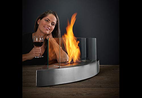 Sharper Image Stainless Steel Tabletop Fireplace - Indoor Electric Fireplace for Home, Office, and Outdoor Use - Perfect for Cozy Ambiance and Decoration
