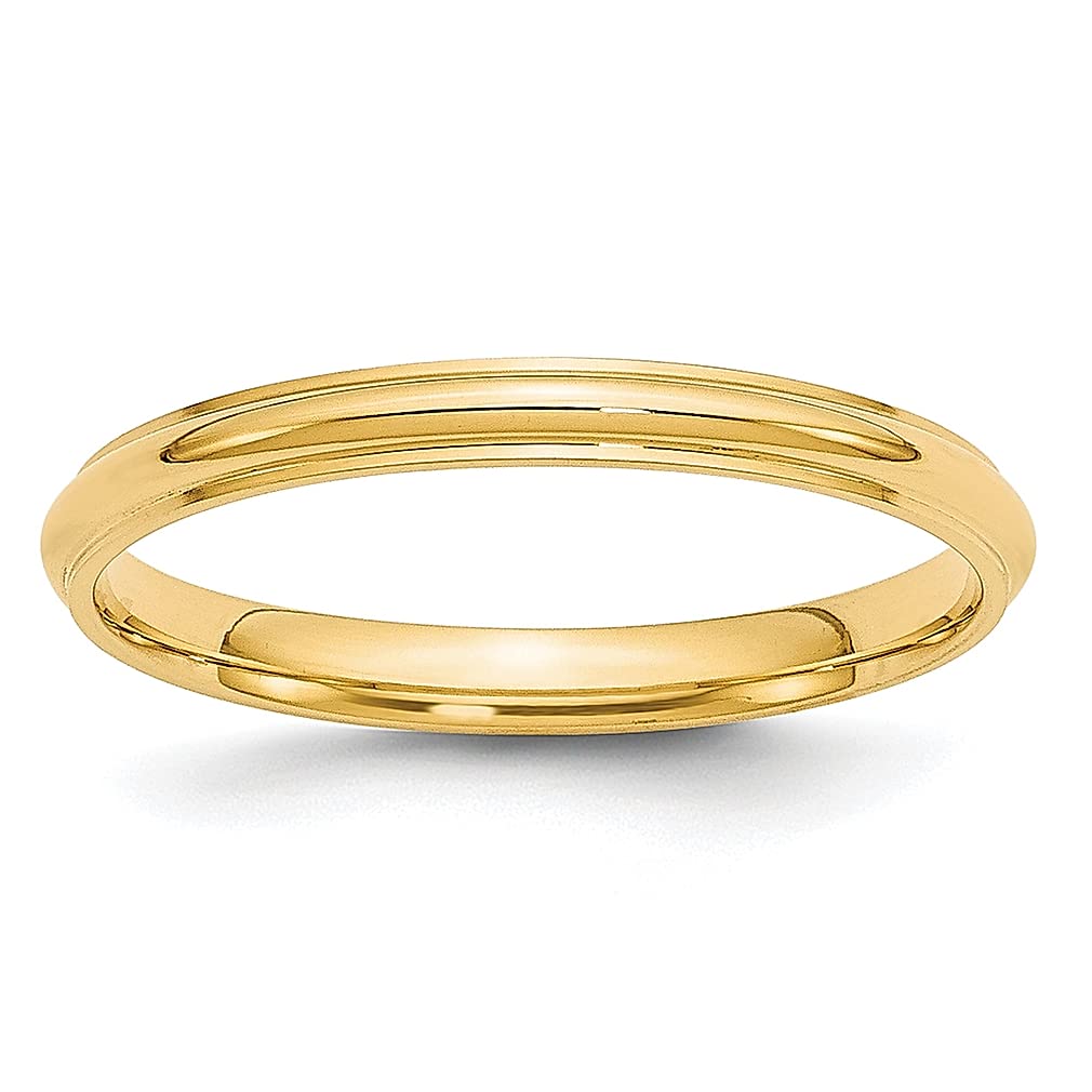 14K Yellow Gold 2.5mm Half Round Edge Wedding Band Ring - Size 4 - Classic Men's Wedding Ring for Him - Fine Jewelry Gift for Husband, Dad, Anniversary - Perfect for Weddings, Engagements & Special Occasions
