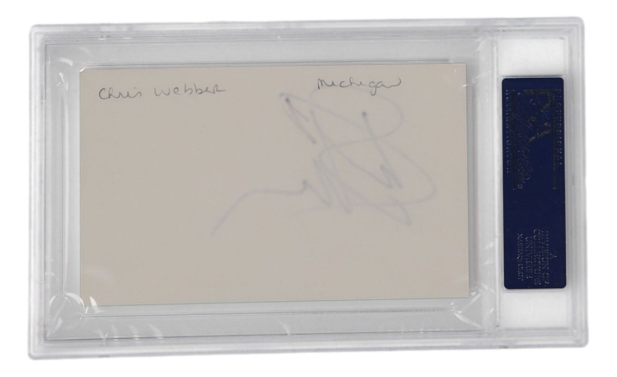 Authentic Chris Webber Michigan Wolverines Signed Index Card - PSA/DNA Certified - Perfect for Sports Memorabilia Collectors & Michigan Fans - Great for Display, Gifting, or Investment