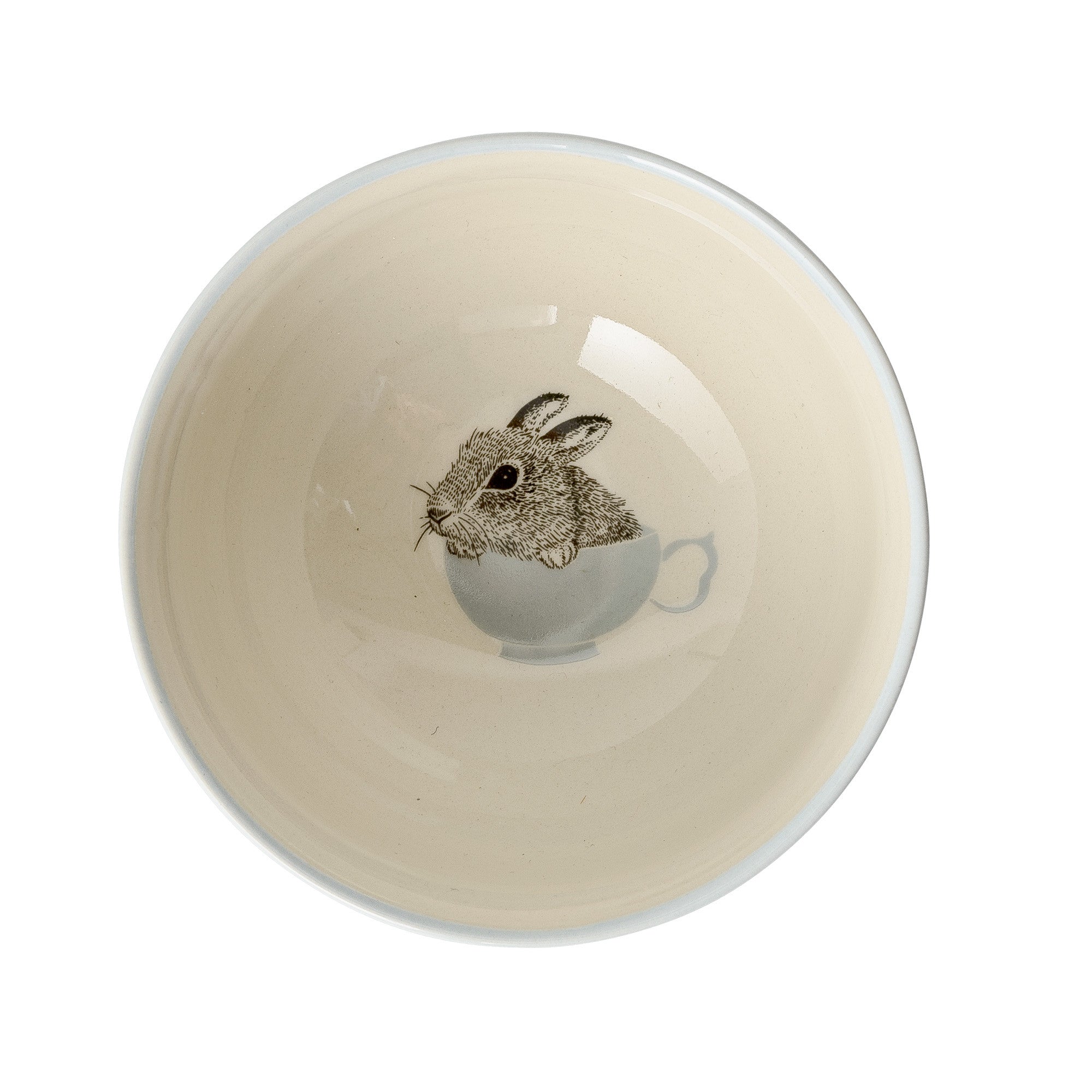 Bloomingville Albert Bowl - Offwhite and Sky Blue Ceramic Serving Bowl for Salad, Soup, and Desserts - Perfect for Dining, Entertaining, and Home Decor