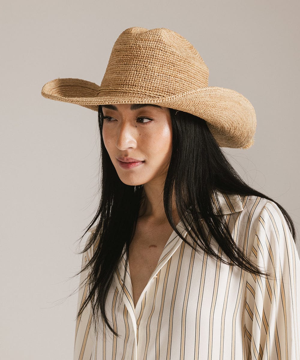Ames Foldable Straw Cowboy Hat for Men & Women - Lightweight Summer Sun Hat for Outdoor, Beach, Travel and Country Music Festivals
