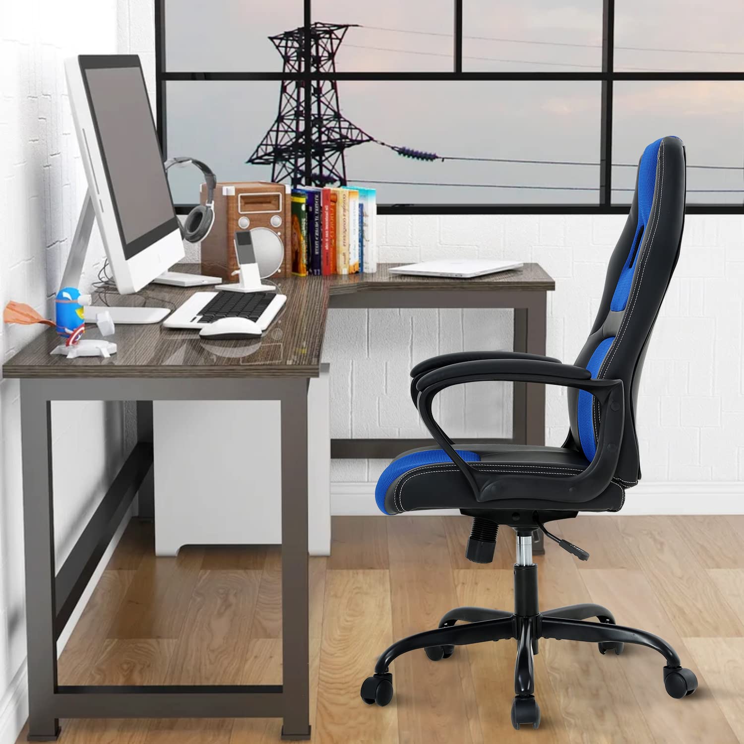 Premium Ergonomic Gaming Chair - High Back Racing Style PC Office Chair with Adjustable Lumbar Support & Headrest, PU Leather Executive Swivel Task Chair for Home Office, Gaming Room & Esports Setup - Perfect for Long Gaming Sessions & Remote Work Comfort