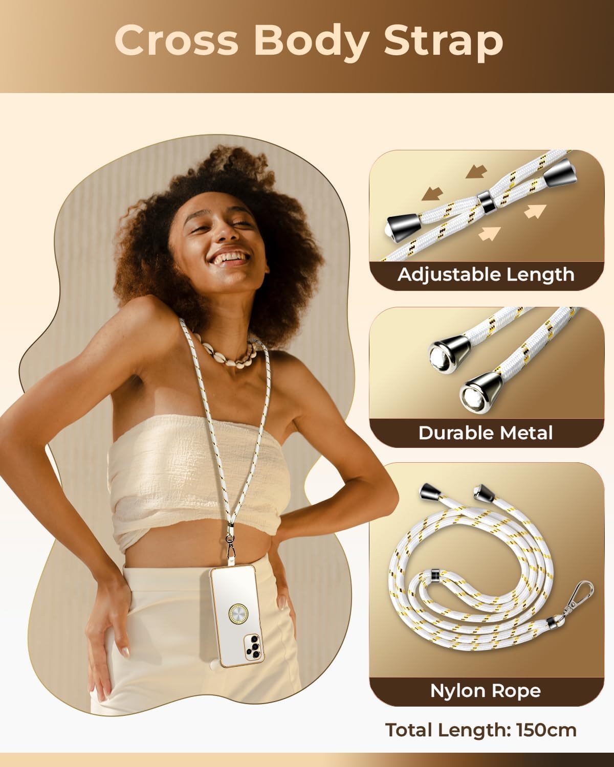 Premium Luxury Electroplated Samsung Galaxy S24 Plus Case with Ring Holder & Lanyard - Shockproof Soft Protective Cover for Women & Girls (White) - Perfect for Work, Travel & Everyday Protection
