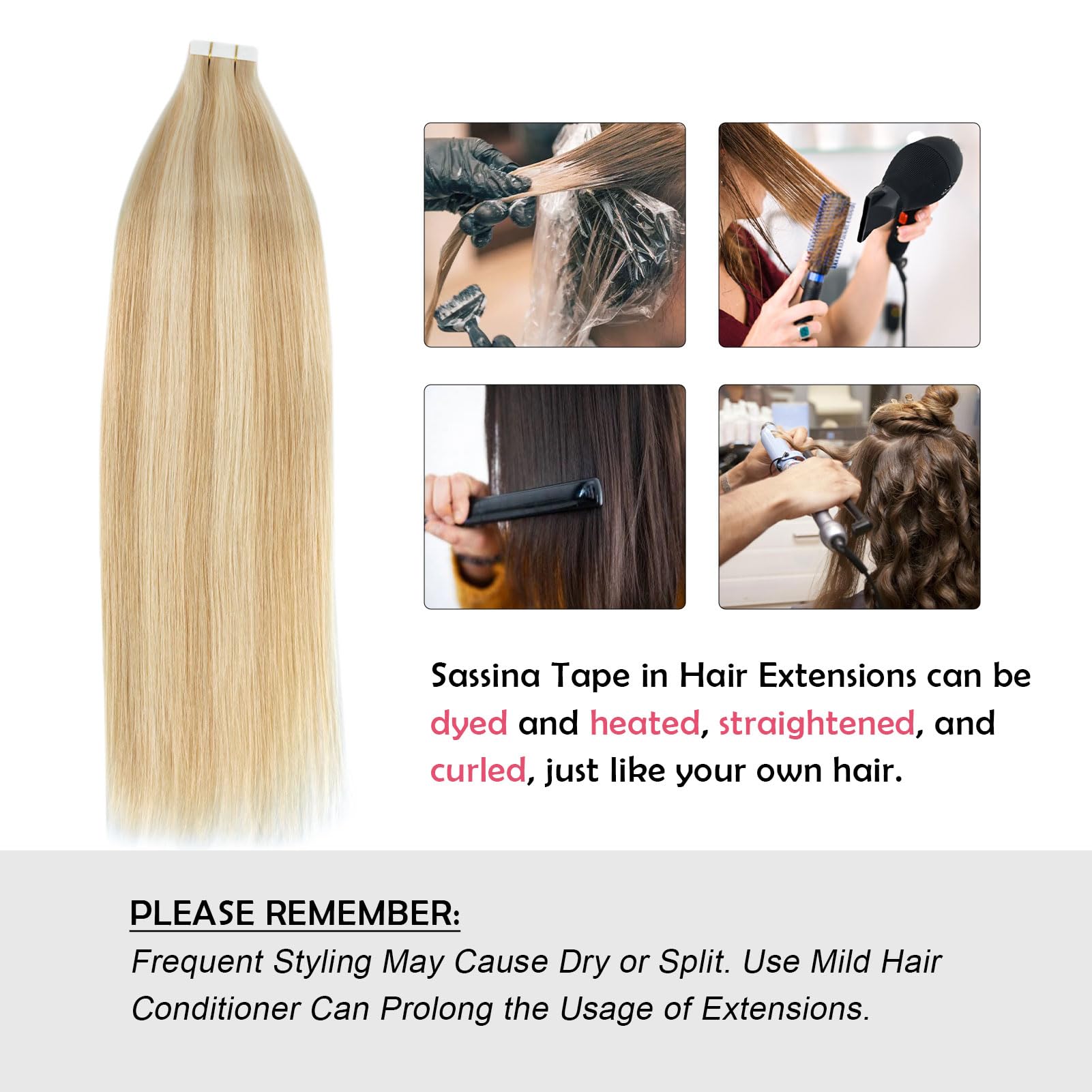 Premium Sassina Tape-In Human Hair Extensions - 16
