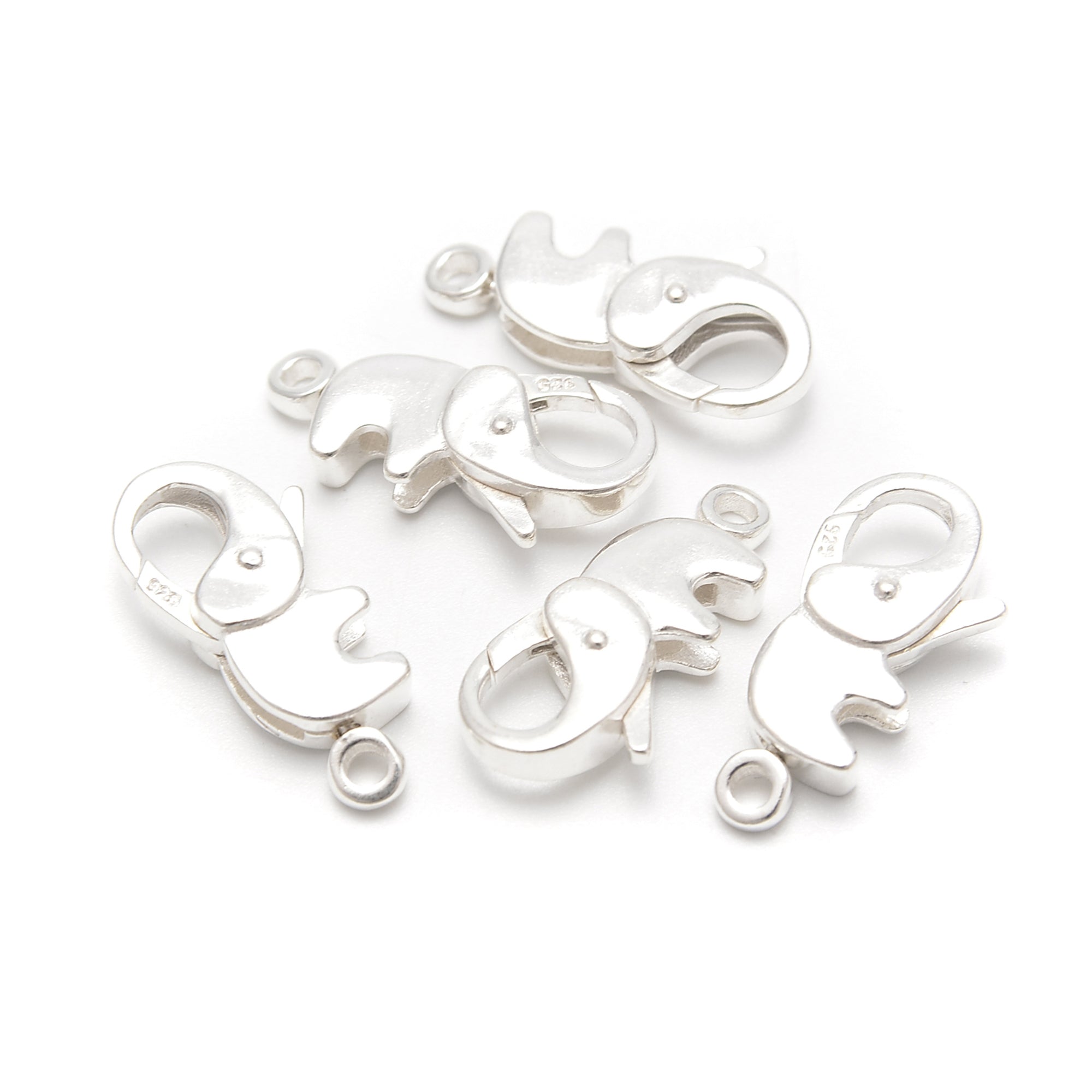 925 Sterling Silver Elephant Shape Clasp - 10x20mm (2Pcs/Bag) - Jewelry Making Supplies for Necklaces, Bracelets & DIY Crafts