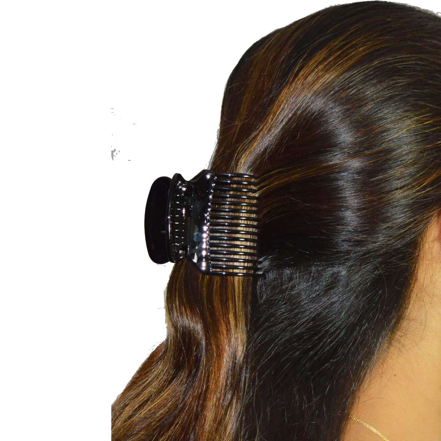 Airclip Narrow Hair Claw Clips for Women - Non-Slip Hair Clutcher with Strong Grip - Perfect for Girls, Teens & Adults (Black, Pack of 3) - Great for Workouts, Office & Everyday Hairstyles