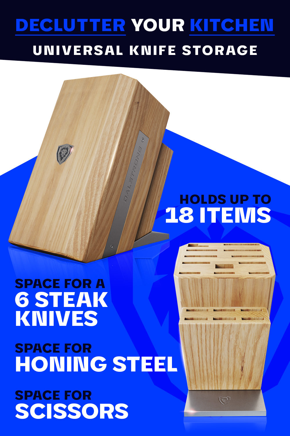 Premium Universal Knife Block Set - 18 Slots for Kitchen Knives | Dalstrong © Knife Holder | Perfect for Home Chefs & Professional Kitchens