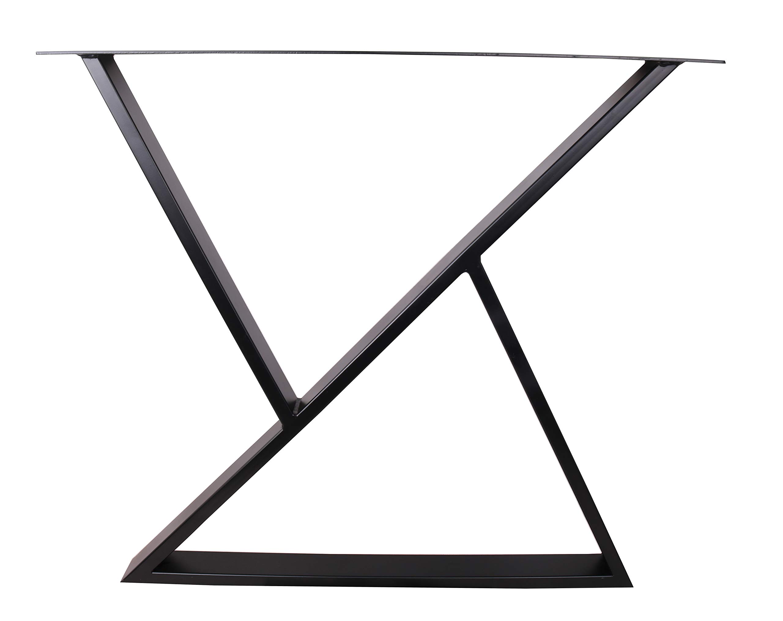 28 Inch Z-Shaped Table Legs - Set of 2 Black Metal Legs for Dining Tables, Office Desks & Computer Workstations | Heavy Duty Industrial Style Furniture Supports for Modern Home & Office Decor