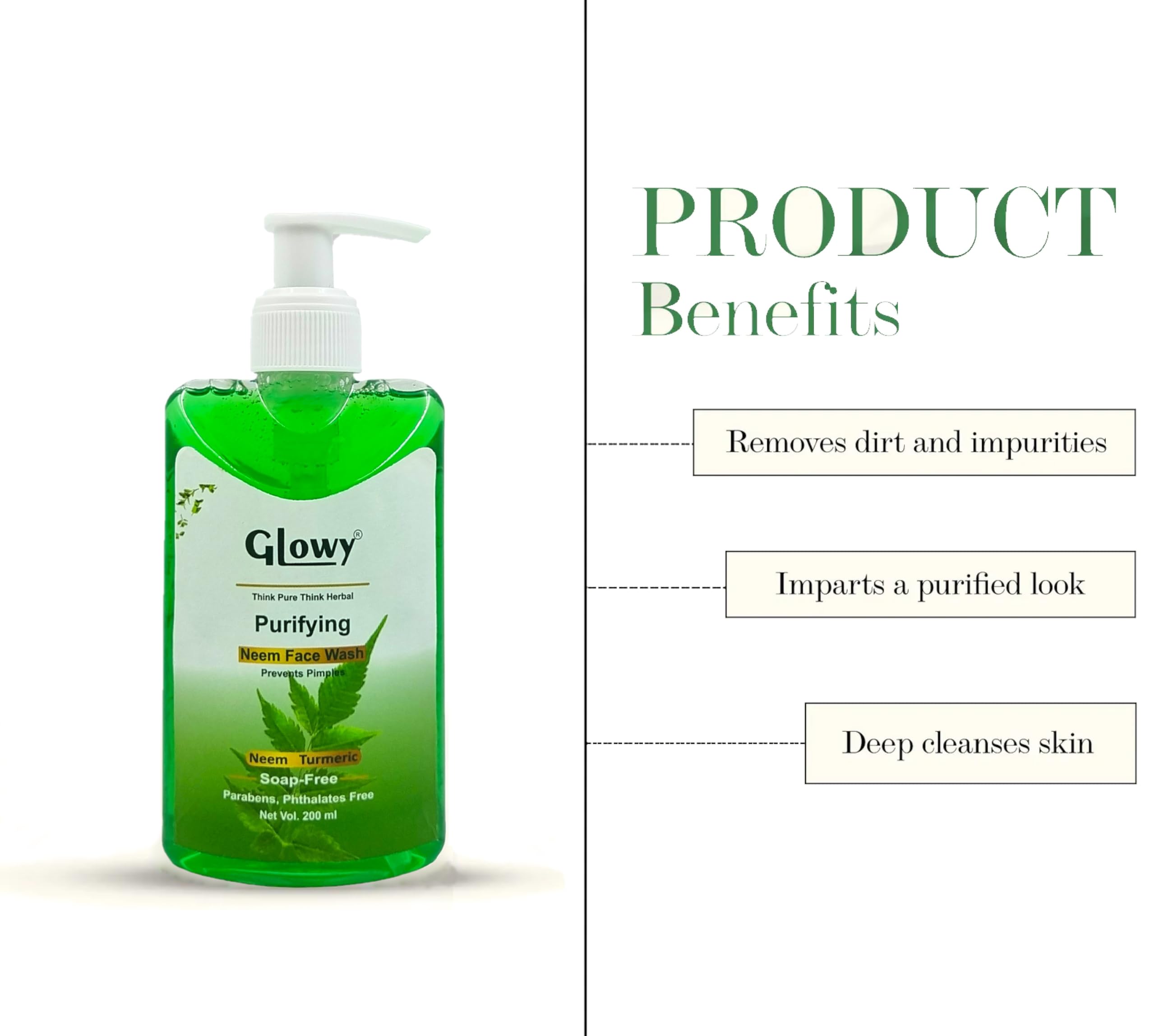 GLOWY Himalayan Neem Face Wash & Green Tea Stick Mask - Natural Skincare Combo for Men & Women | Deep Cleansing & Brightening | Perfect for Daily Use & Spa Nights