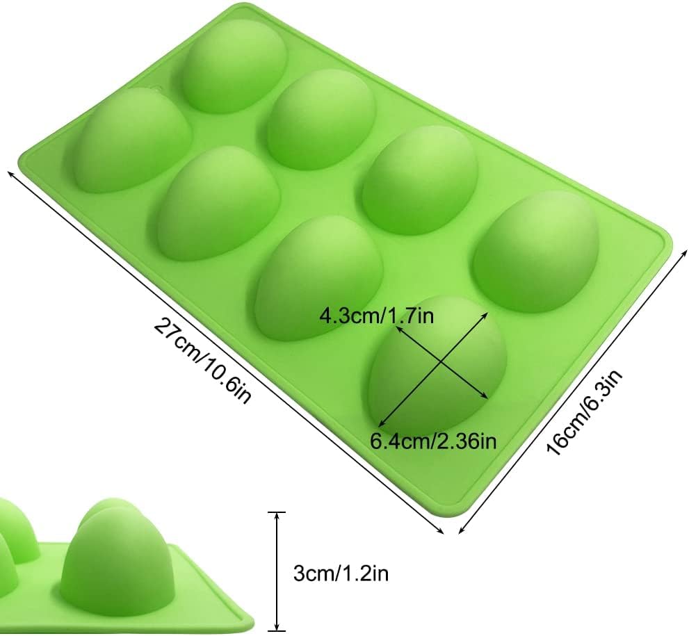 Premium 8-Cavity Egg Shaped Silicone Baking Molds - Food Grade Easter Egg Mold for DIY Cake Decorating, Chocolate, Pastry, Muffins, Bread & Ice Cubes | Perfect for Resin Art, Clay Crafts, Candle Making & Soap Jelly Pinatas | Ideal for Holiday Baking, Party Treats & Creative DIY Projects