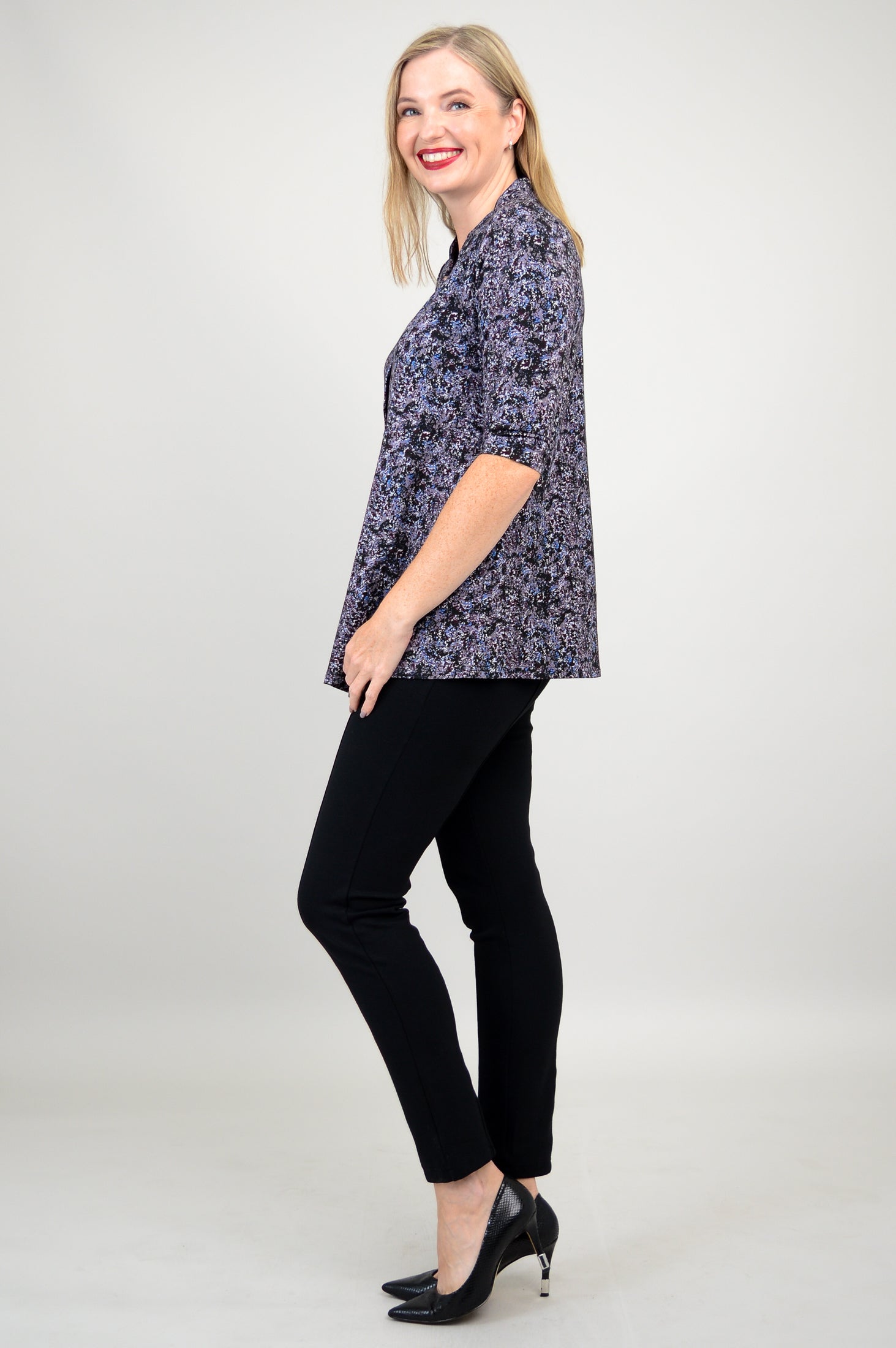 Edwina Top - Blue Space Bamboo Fabric Women's Blouse | Eco-Friendly & Breathable | Perfect for Casual Wear, Office & Summer Outfits