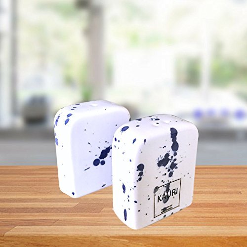 Premium Ceramic Salt and Pepper Shakers Set - White Splatter Design for Cooking, Seasoning & Kitchen Decor | Perfect for Dining Tables, Restaurants & Gift Giving