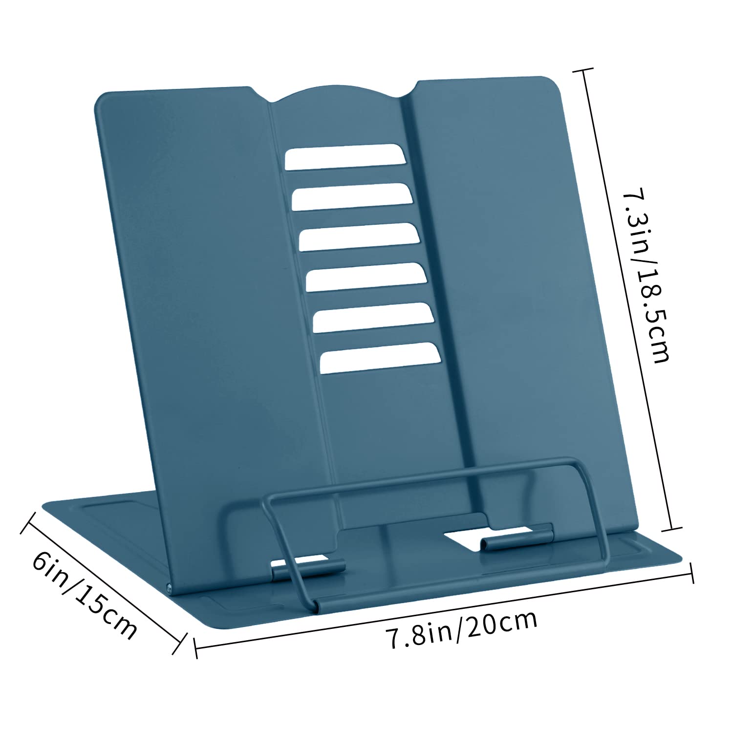 Adjustable Metal Book Stand Holder for Reading - Cookbook, Textbook, Music Book & Tablet Stand - Morandi Navy - Perfect for Kitchen, Office & Study Desk