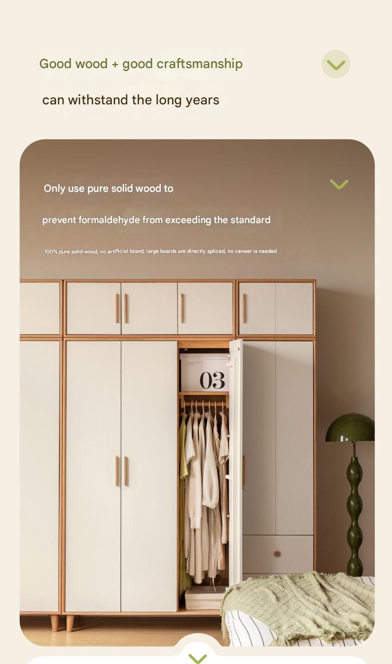 Stylish Oak & Poplar Solid Wood Modern Wardrobe - Spacious Storage for Bedroom, Closet Organization & Home Decor