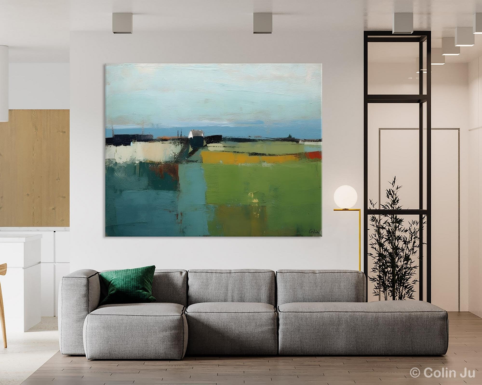 Abstract Landscape Painting for Living Room Wall Decor - Hand Painted Canvas Art with Heavy Texture - Original Acrylic Artwork - Perfect for Modern Home, Office or Gallery Display