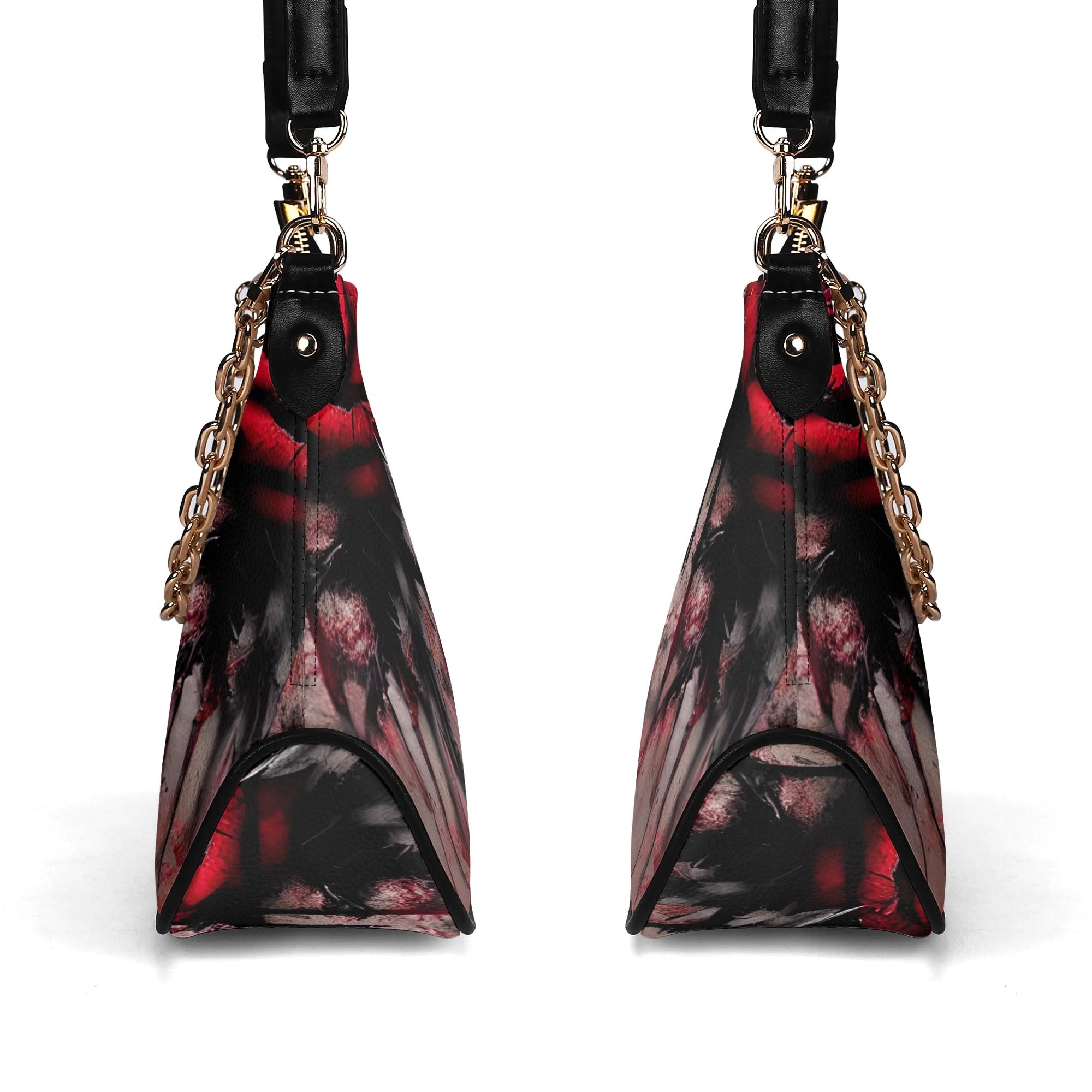 Gothic Roses Leather Handbag with Chain Strap - Elegant Gothic Style Crossbody Purse for Women, Perfect for Parties, Dating, and Night Out