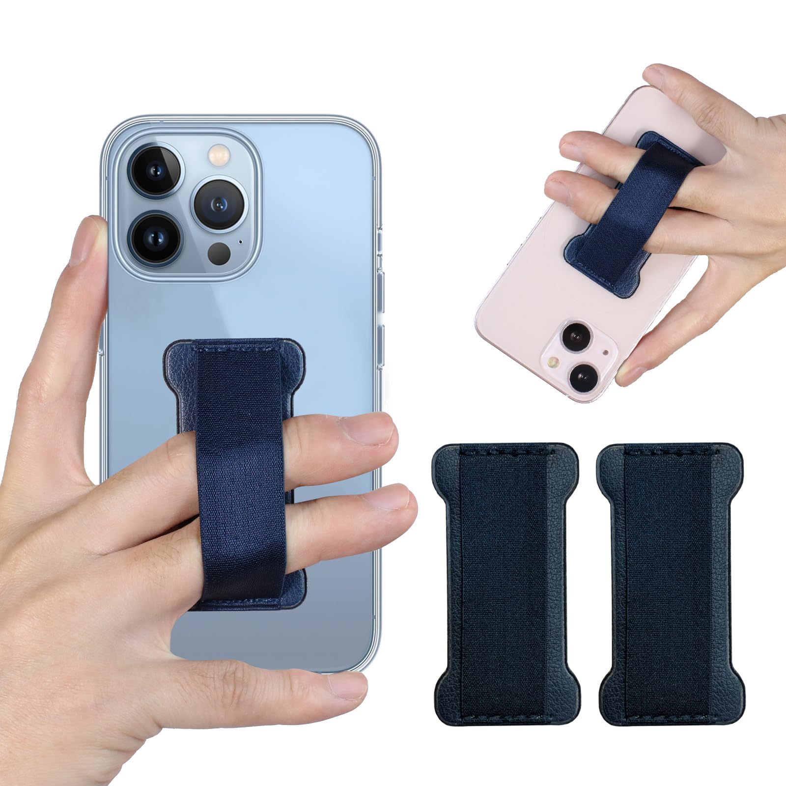 Ultra Thin Anti-Slip Finger Strap Phone Holder - 2 Pack Dark Blue | Universal Cell Phone Grip for Hands | Perfect for Running, Gym Workouts & Daily Commute