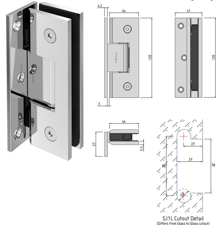 10mm Matt Black Glass to Wall Shower Screen Hinge - Heavy Duty Bathroom Shower Door Hinge for Frameless Glass Panels - Perfect for Modern Bathroom & Spa Renovations
