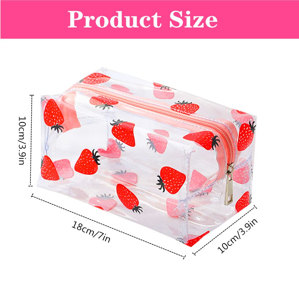 4 Pack Cute Floral Makeup Bags - Clear PVC Cosmetic Pouch for Women, Travel Toiletry Organizer, Small Portable Pencil Case for Vacation, Bathroom & Daily Essentials Storage | Perfect for Travel, Gym, School & Home Organization