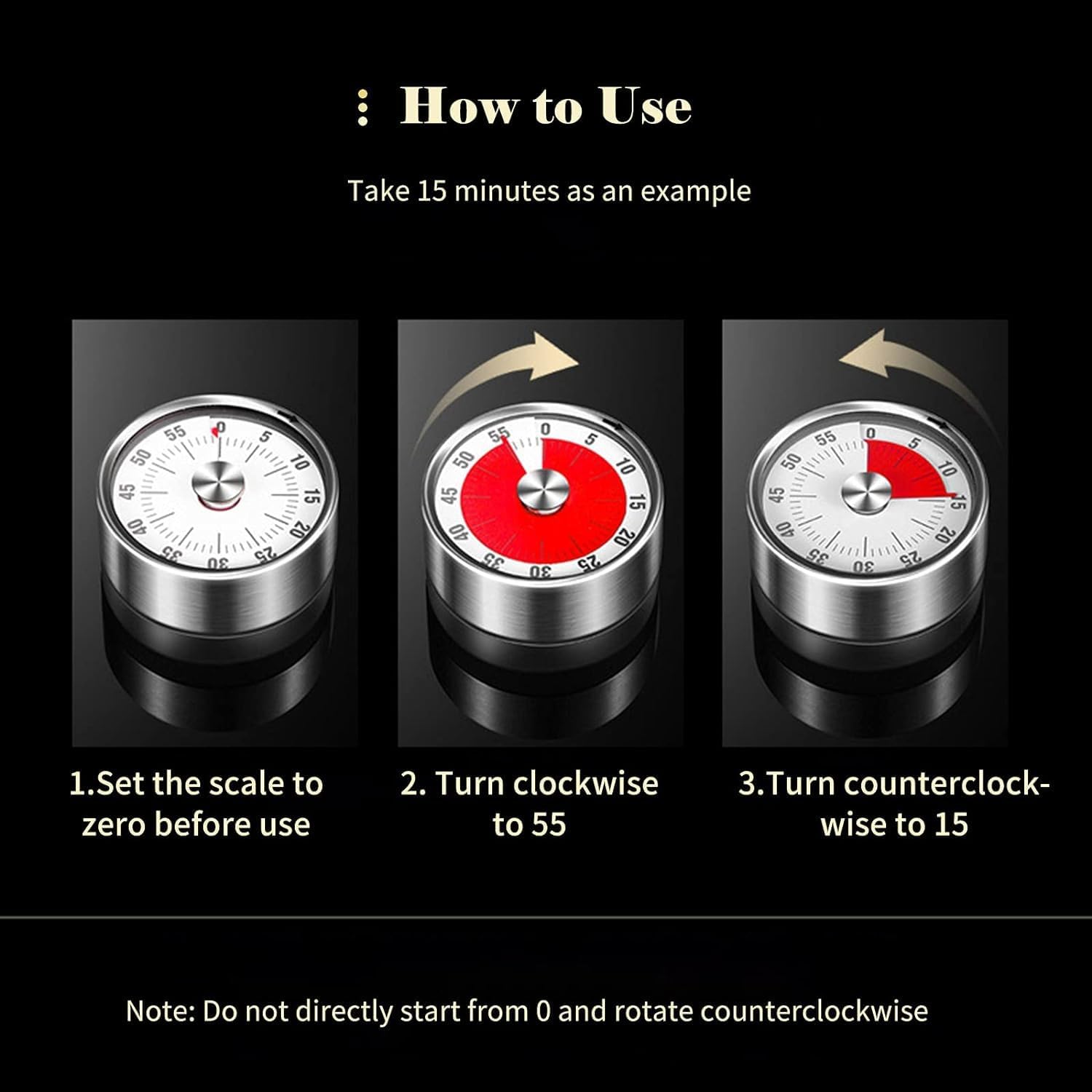 NIRALASA 60-Minute Mechanical Kitchen Timer - No Battery Needed, Stainless Steel Countdown Timer for Cooking, Baking, Classroom Teaching & Office Use | Perfect for Home, School & Professional Kitchens