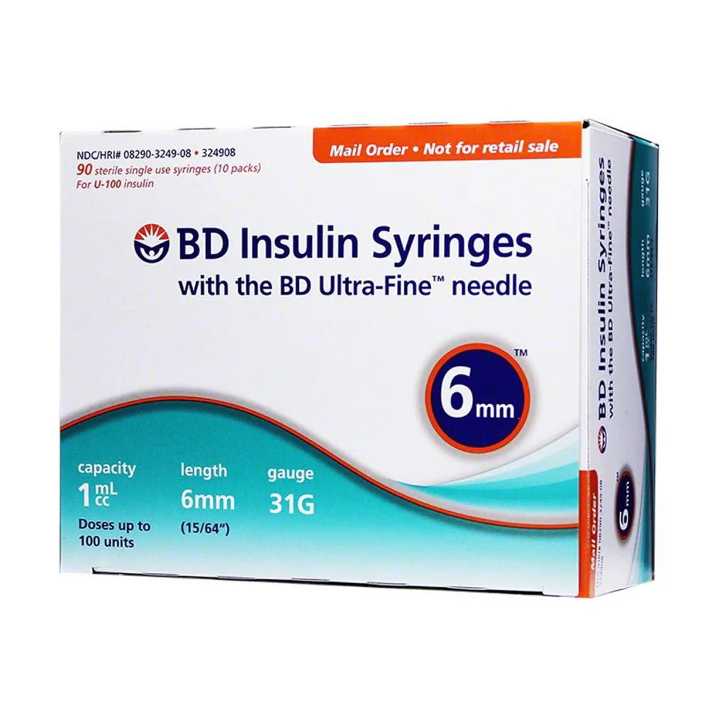 BD™ Ultra Fine™ 31G x 6mm Insulin Syringes for Diabetes Care - Precise Medication Dosing for Home, Travel & Clinical Use