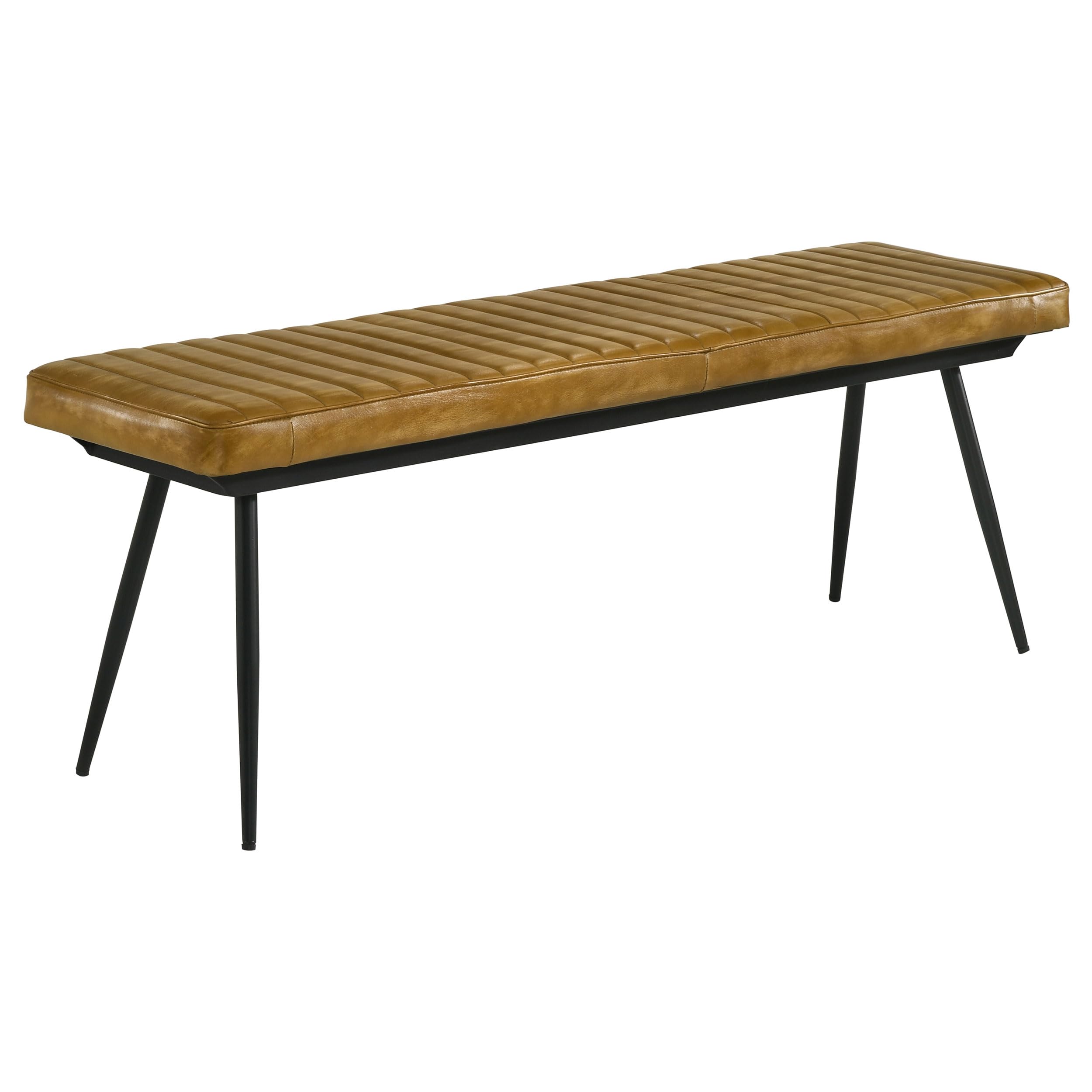 Coaster Furniture Misty Cushion Side Bench in Camel & Black - 110643 - Perfect for Entryway, Living Room, or Bedroom Seating