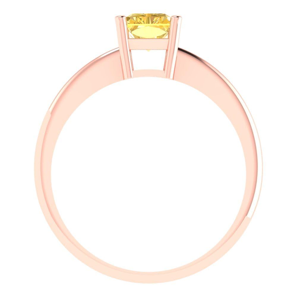 1.0 ct Radiant Cut Solitaire Yellow Simulated Diamond Ring - 18K Rose Gold Engagement Wedding Bridal Promise Anniversary Jewelry for Women | Perfect for Proposals, Vow Renewals & Special Occasions