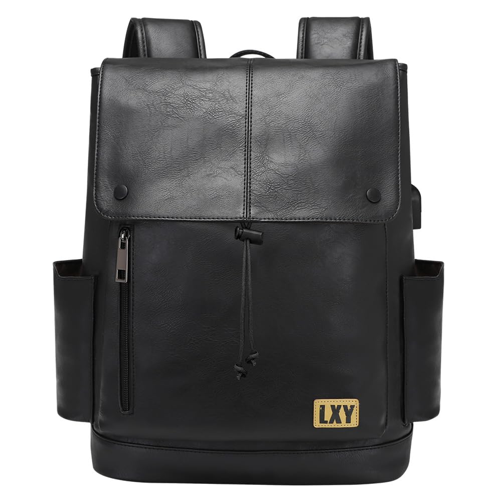 Vintage Leather Laptop Backpack for Women - USB Charging Port, Travel Computer Bag, Work Purse & Book Bag - Perfect for Office, College & Business Trips