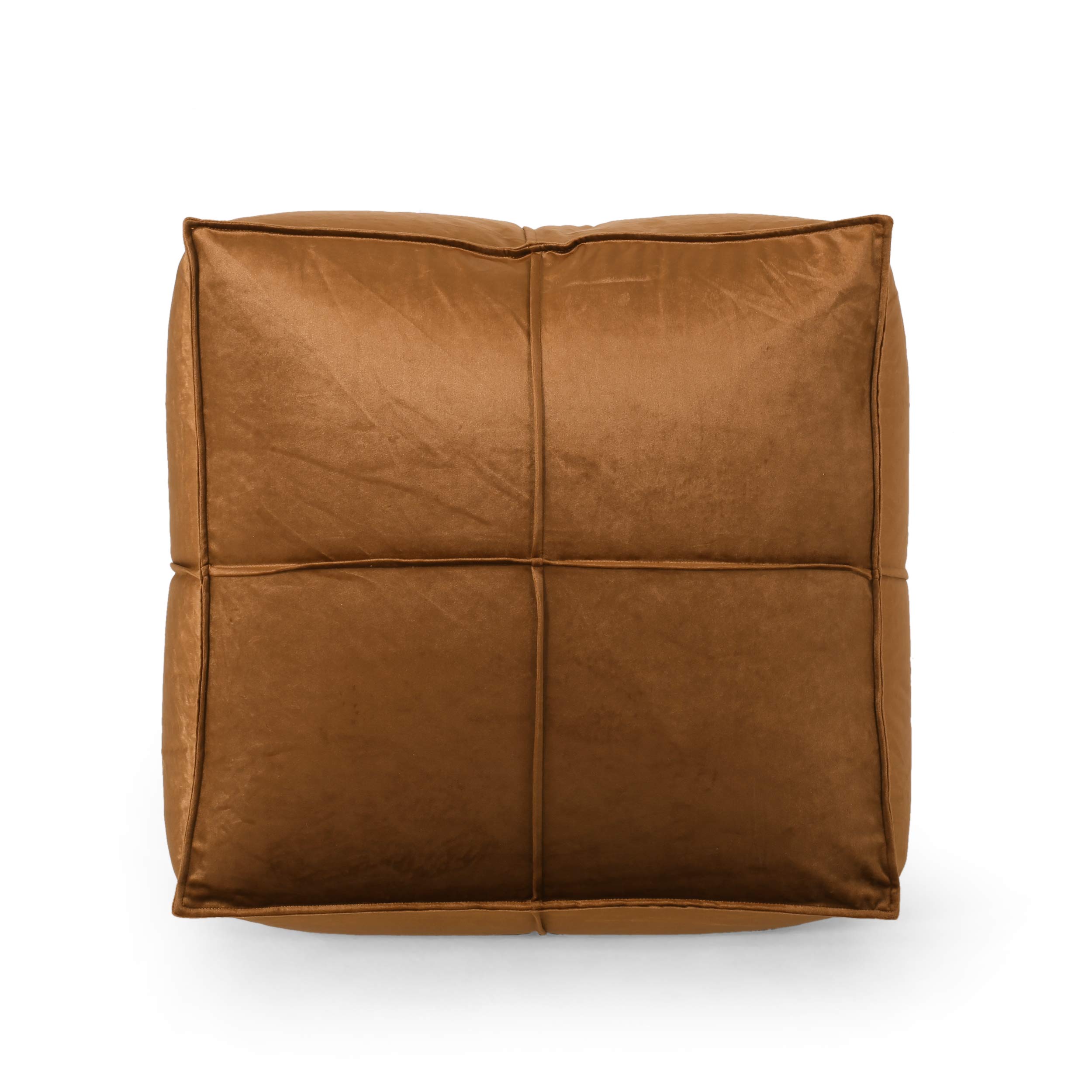 Christopher Knight Home Harrison Modern Glam Velvet Square Bean Bag Ottoman in Bronze - Stylish Footrest & Lounge Seating for Living Room, Bedroom & Dorm Decor