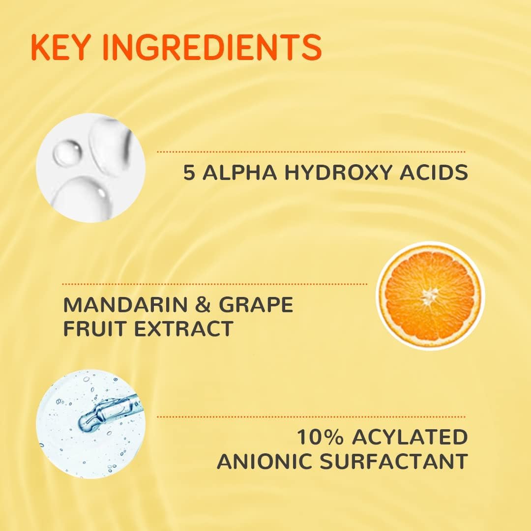 PS Vitamin C Brightening Face Wash with Niacinamide, AHA & Grapefruit Extract | Sulfate-Free, Vegan & Cruelty-Free Cleanser for Glowing Skin | Men & Women | 100ml | Perfect for Morning & Night Skincare Routine