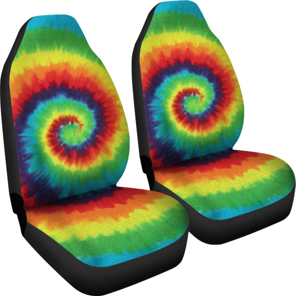 Abstract Tie Dye Rainbow Car Seat Covers - Waterproof & Non-Slip Universal Fit for Cars, SUVs, Trucks - Vibrant Bohemian Style Interior Decor for Road Trips & Daily Commute